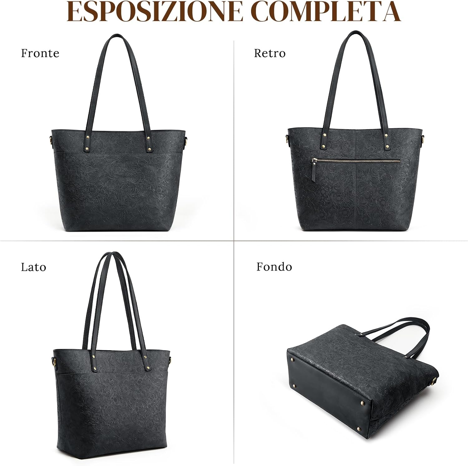 Thumbnail 5 de S-ZONE Borsa a tracolla in pelle Crazy Horse da donna, grande, con scomparti per laptop 14" e 15,6
