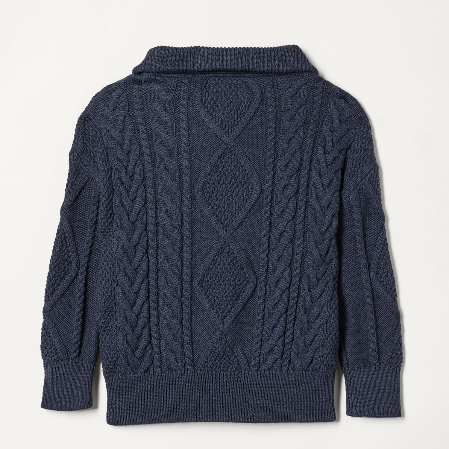 Detalle de Amazon Essentials Boys and Toddlers' Quarter-Zip Cable-Knit Relaxed-Fit Jumper