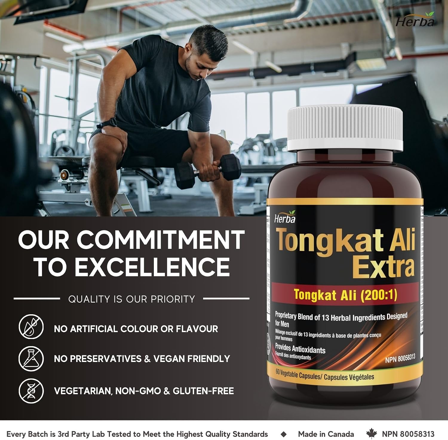 Thumbnail 6 de Herba tongkat ali Supplement for Men, 200:1 Extract, 60 Capsules