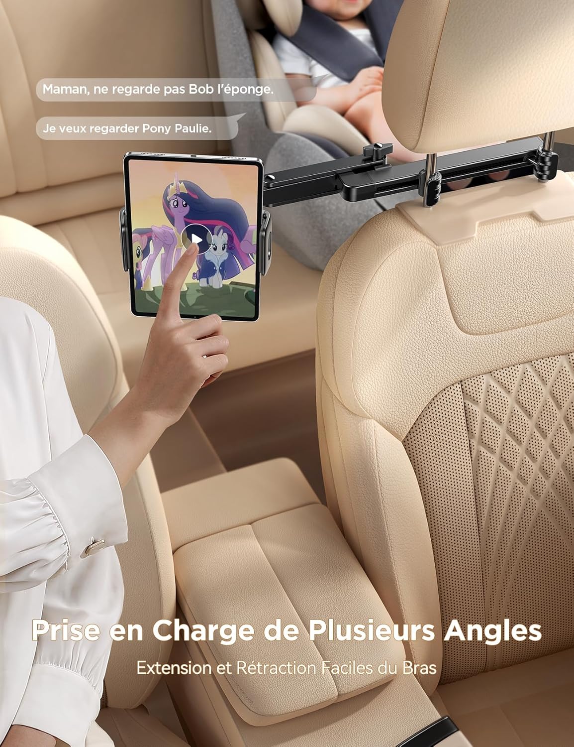 Detalle de JOYROOM Support Tablette Voiture – Support iPad et Tablettes 4,7–12,9'' avec Bras Pliable et Stabilisation Triangulaire