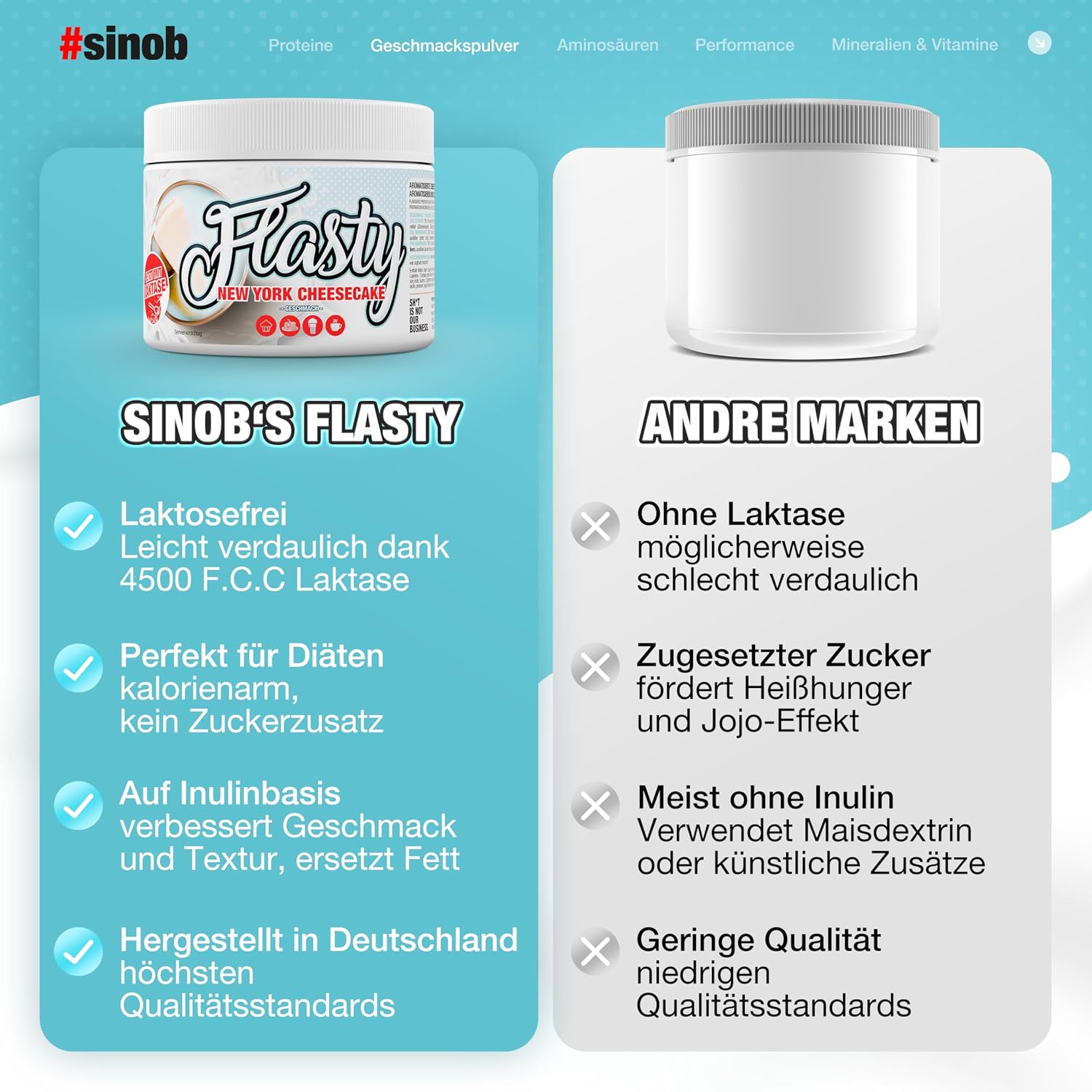 Thumbnail 6 de #sinob Flasty Geschmackspulver New York Cheesecake – 250 g Kalorienarmes Flavour Pulver