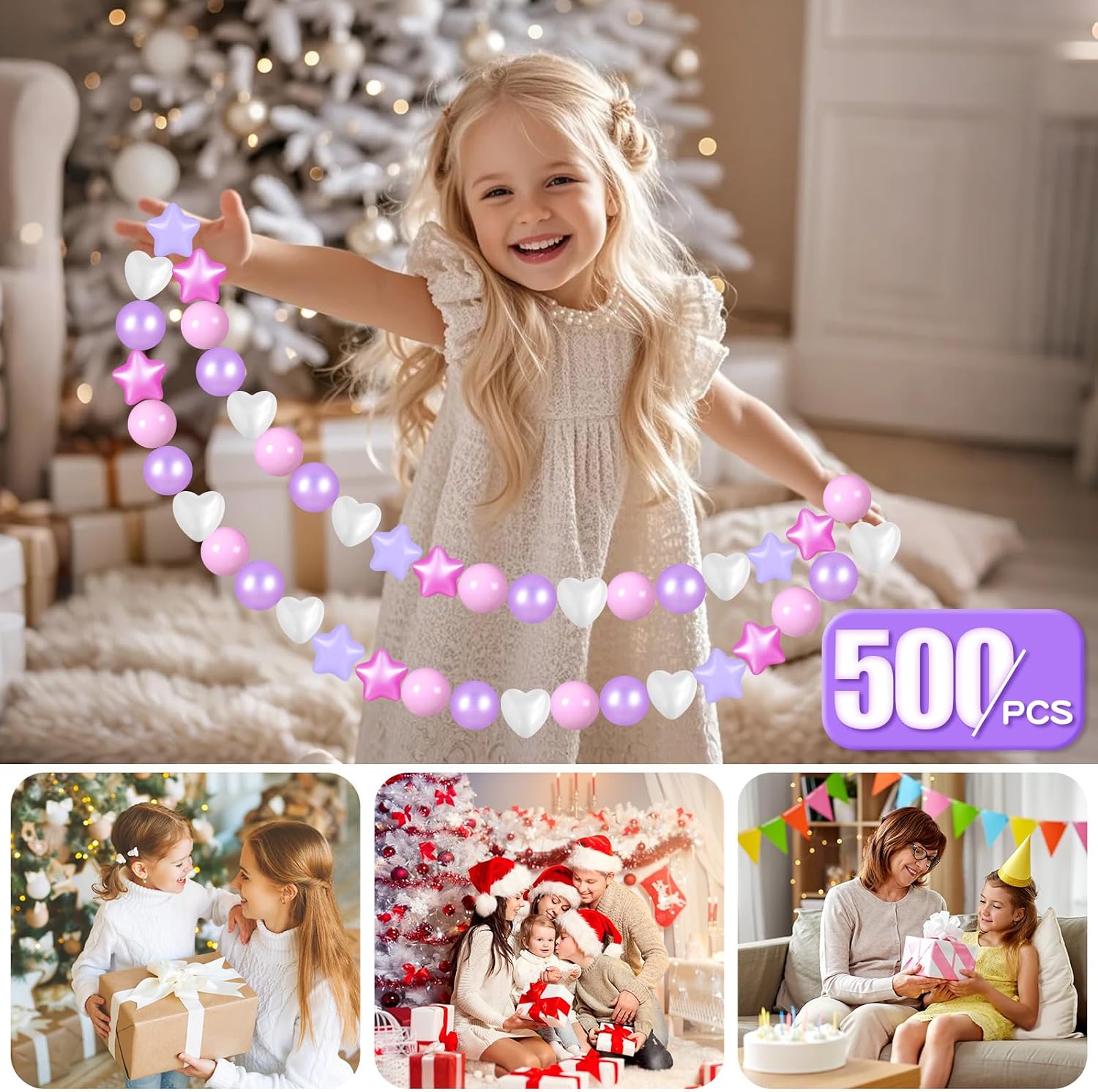 Detalle de GOGOSO 500-Piece Ball Pit Balls (Stars & Hearts) for Toddlers