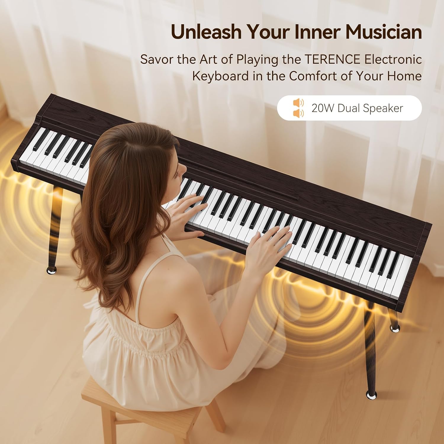Detalle 1 de TERENCE DZQ-P10 88-Key Digital Piano, Semi-Weighted, Bluetooth and Triple Pedals
