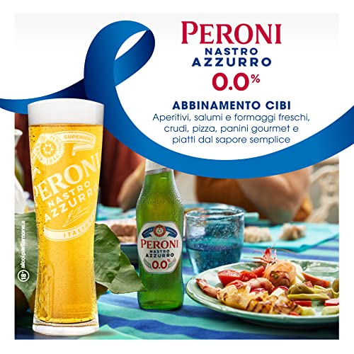 Detalle 2 de Peroni Nastro Azzurro 0.0 Birra Analcolica Premium Lager – 24 bottiglie da 33 cl