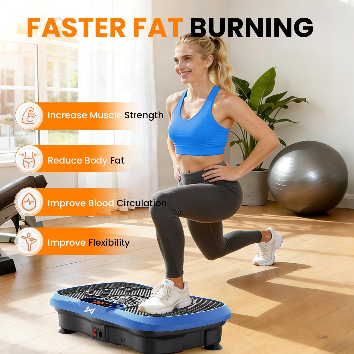 Detalle de AXV SLIM Vibration Plate Exercise Machine, 200W, 120 Levels, 5 Programs