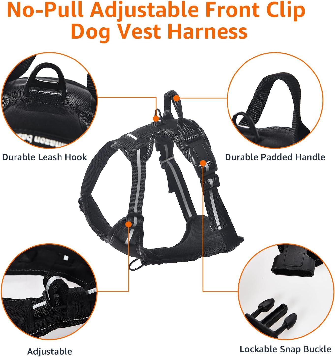 Detalle 2 de Amazon Basics No-Pull Front Clip Dog Harness for Small Dogs — Medium, Black