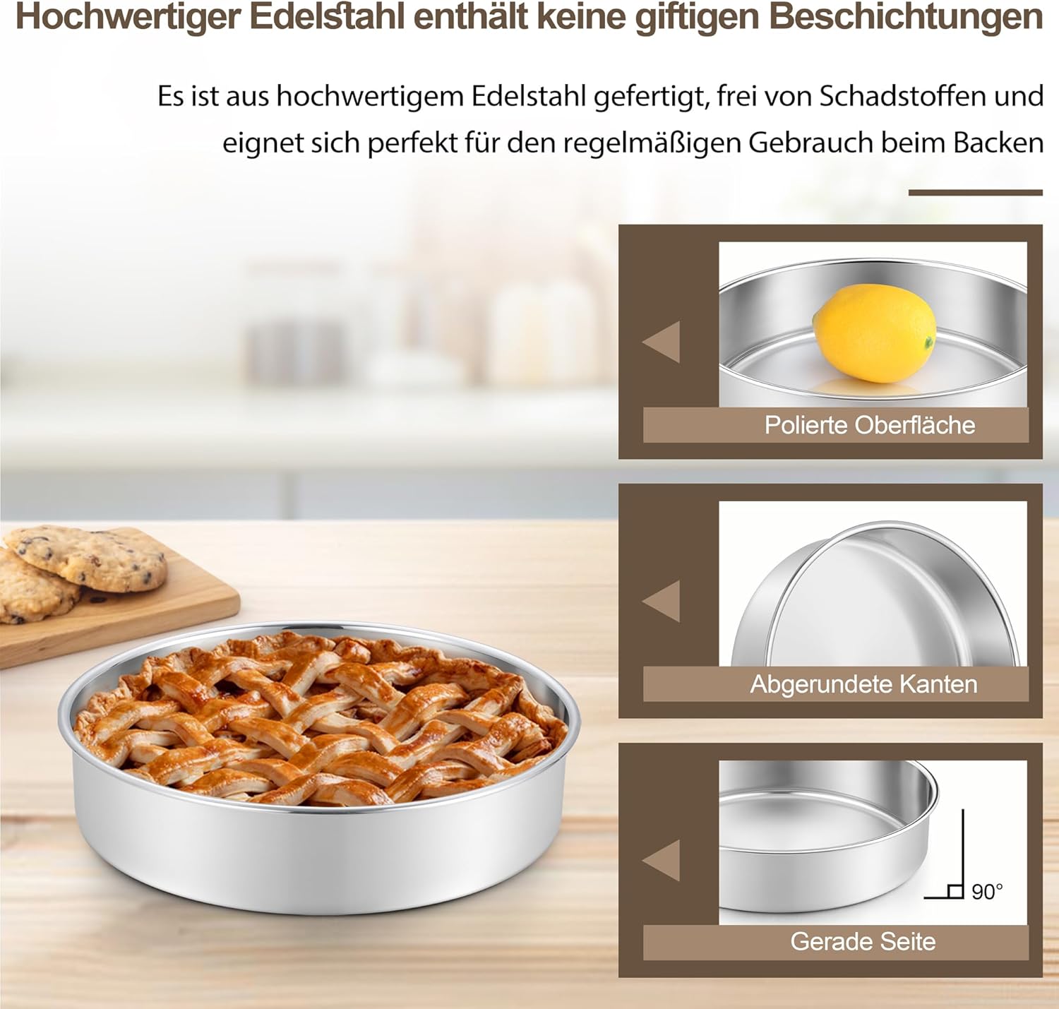 Detalle de Joyfair Backform 2er-Set aus Edelstahl (rund) – 24,2 cm, Schichttortenform für Ofen & Kühlschrank