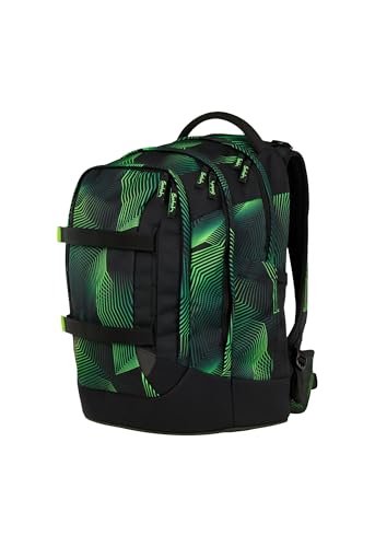 Detalle de Satch Schulrucksack Pack Seismic Green – Schwarz: Viel Platz, ergonomisch tragbar und zuverlässig organisisert