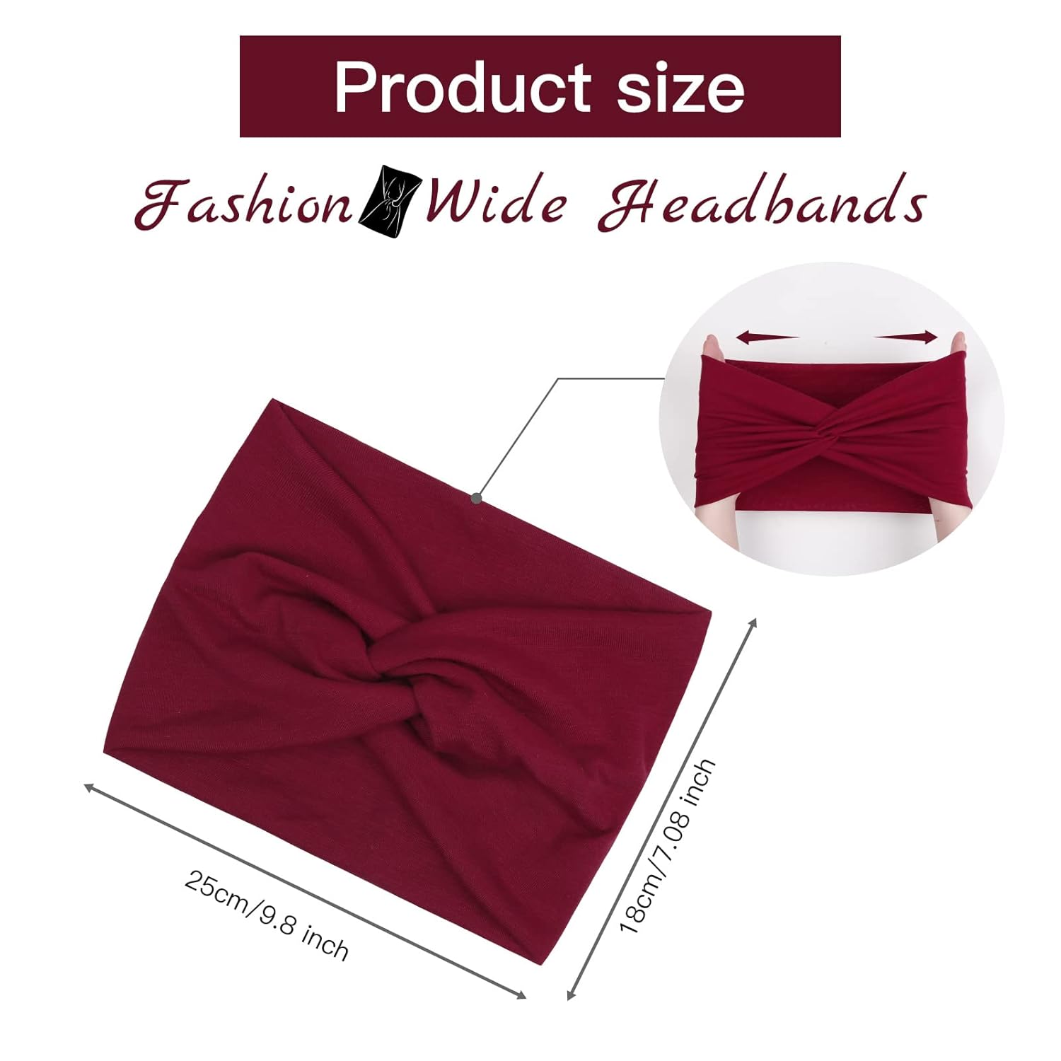 Detalle 2 de Haarband Damen Boho Extra Breite – Elastisches Stirnband im Retro-Look (4er-Set)