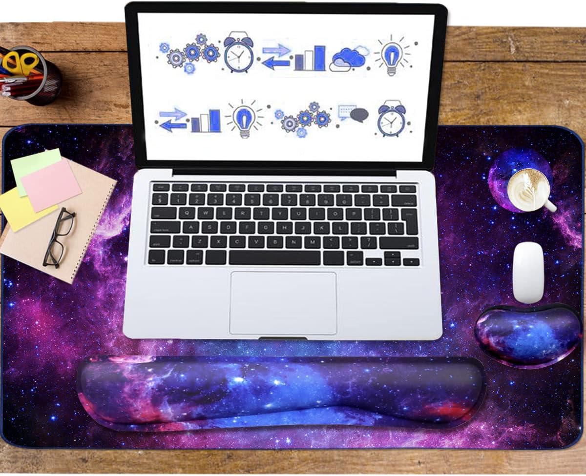 Thumbnail 5 de Yunoble SF20251007B0BCXK78FQ 4-in-1 Large Gaming Desk Mat with Wrist Rests