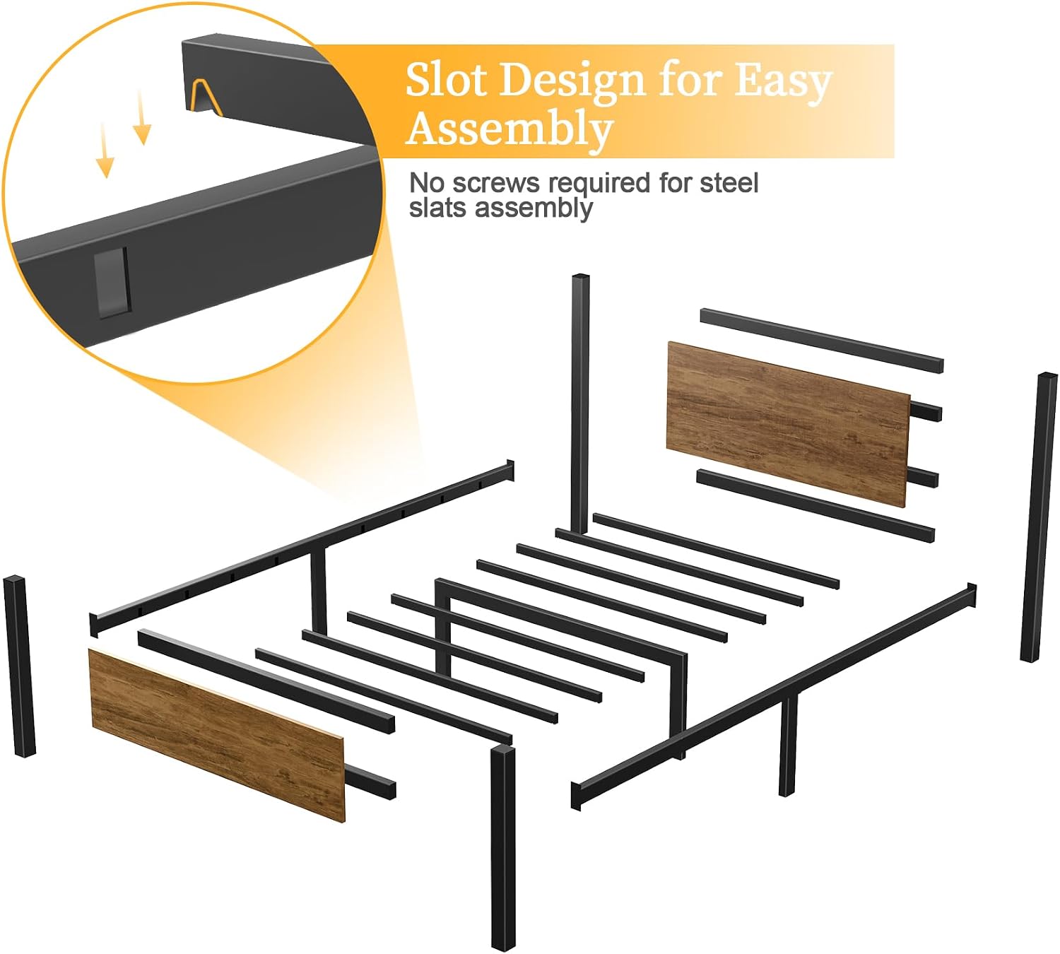 Thumbnail 6 de Yornoli Single Bed Frame with Wooden Headboard and Underbed Storage