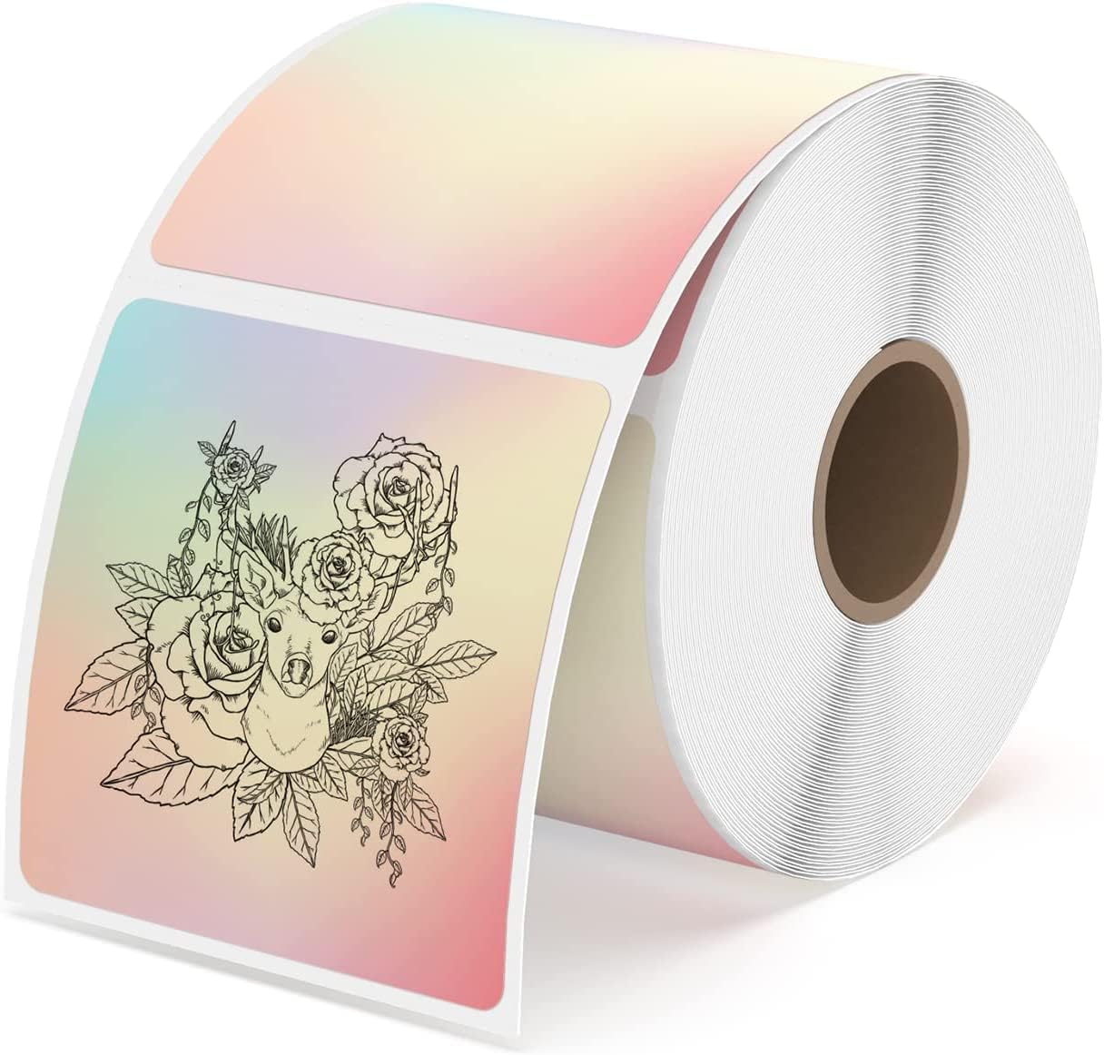 Detalle de MUNBYN 50 x 50mm Rainbow Thermal Label Roll – 500 Labels for Business and DIY