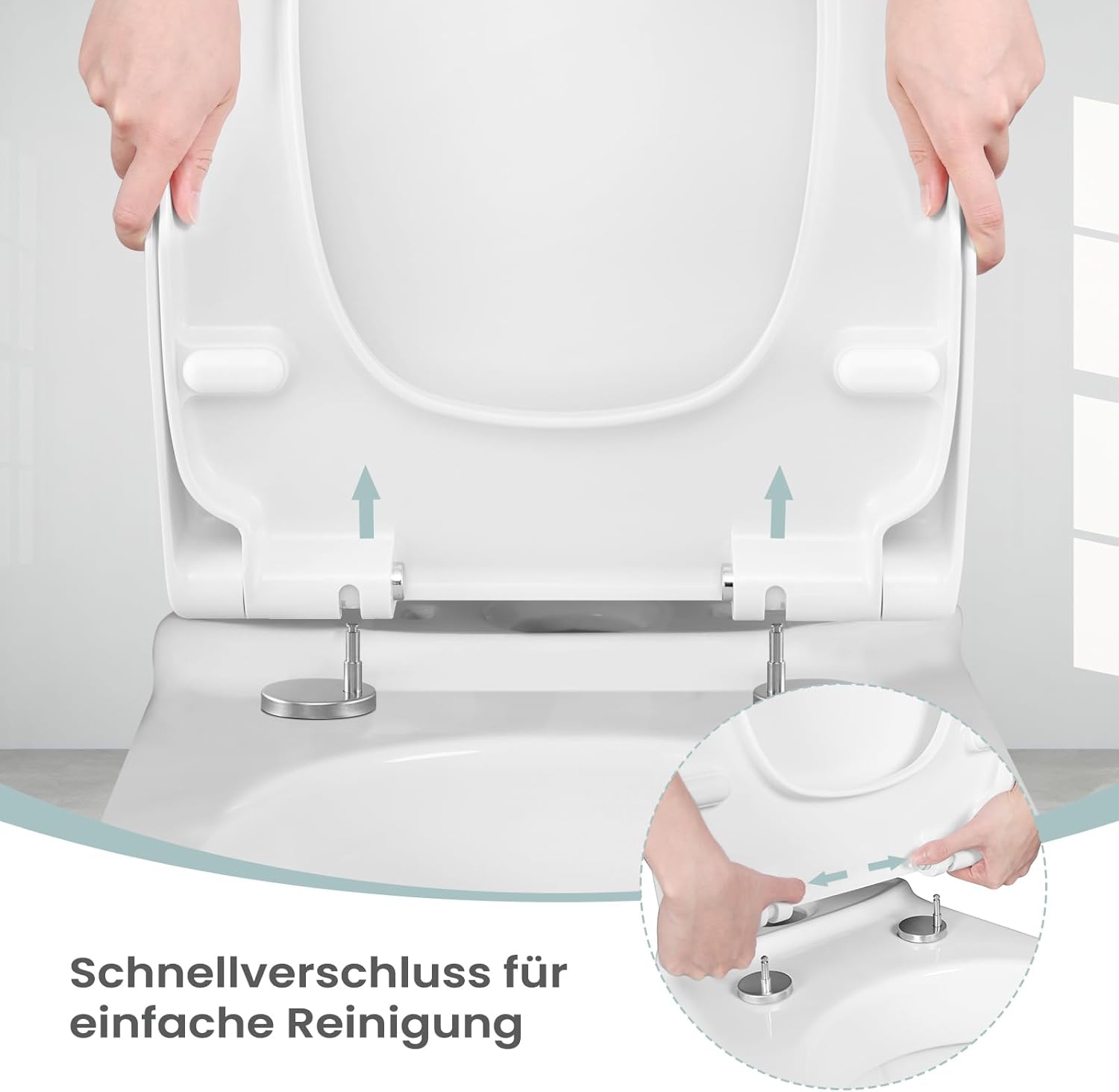Thumbnail 2 de WOLTU Toilettendeckel WC-Sitz mit Absenkautomatik, Fast Fix & Duroplast – eckig, weiß