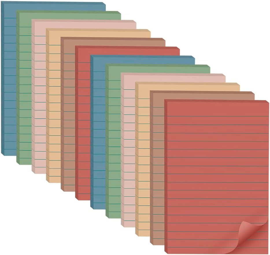 Thumbnail 6 de Wowivy 12 Pack Lined Sticky Notes 4x6 in – Large, Highly Adhesive, Colourful & Versatile