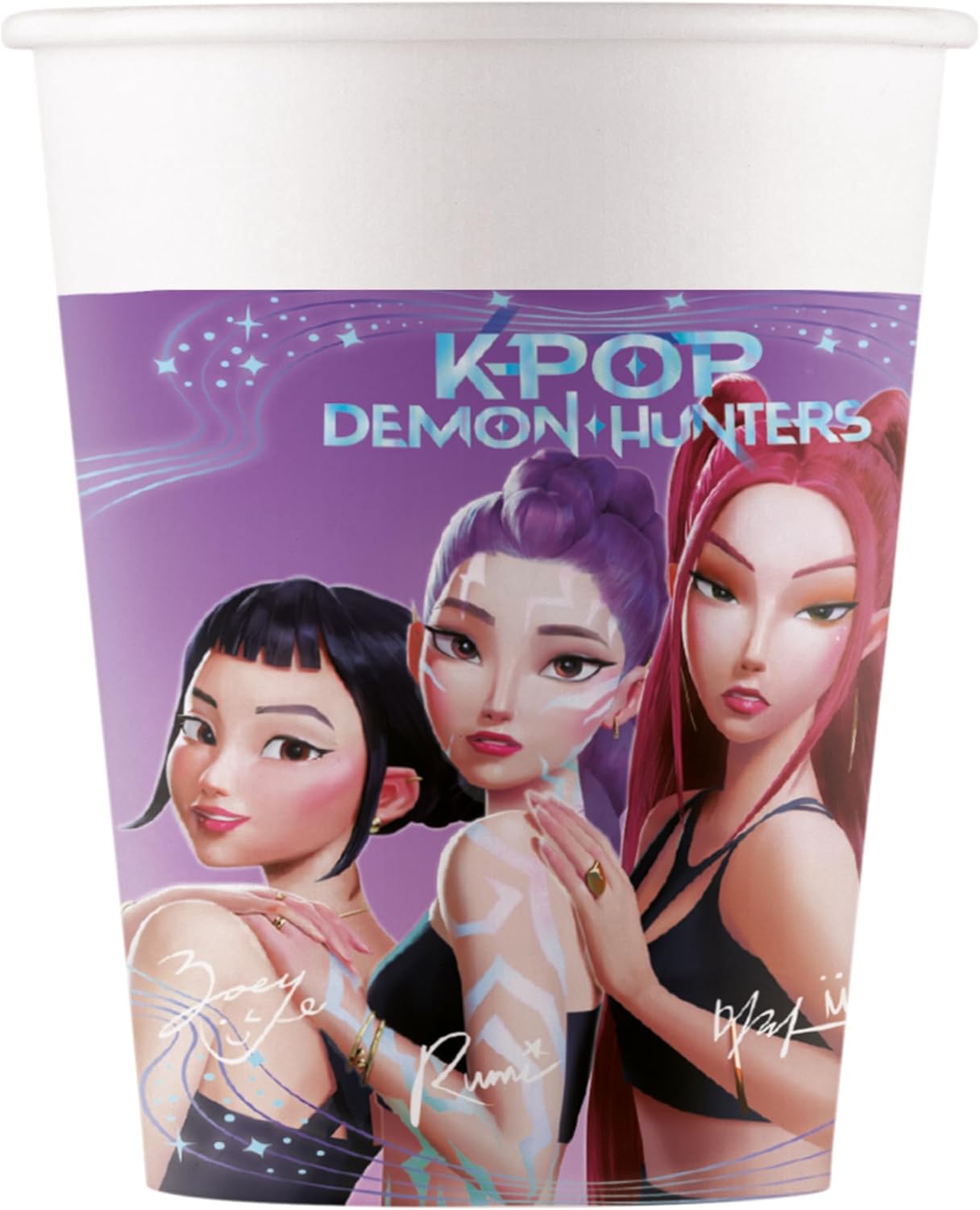 Detalle de Set de decoración y vajilla para cumpleaños Procos KPop Demon Hunters (52 piezas)