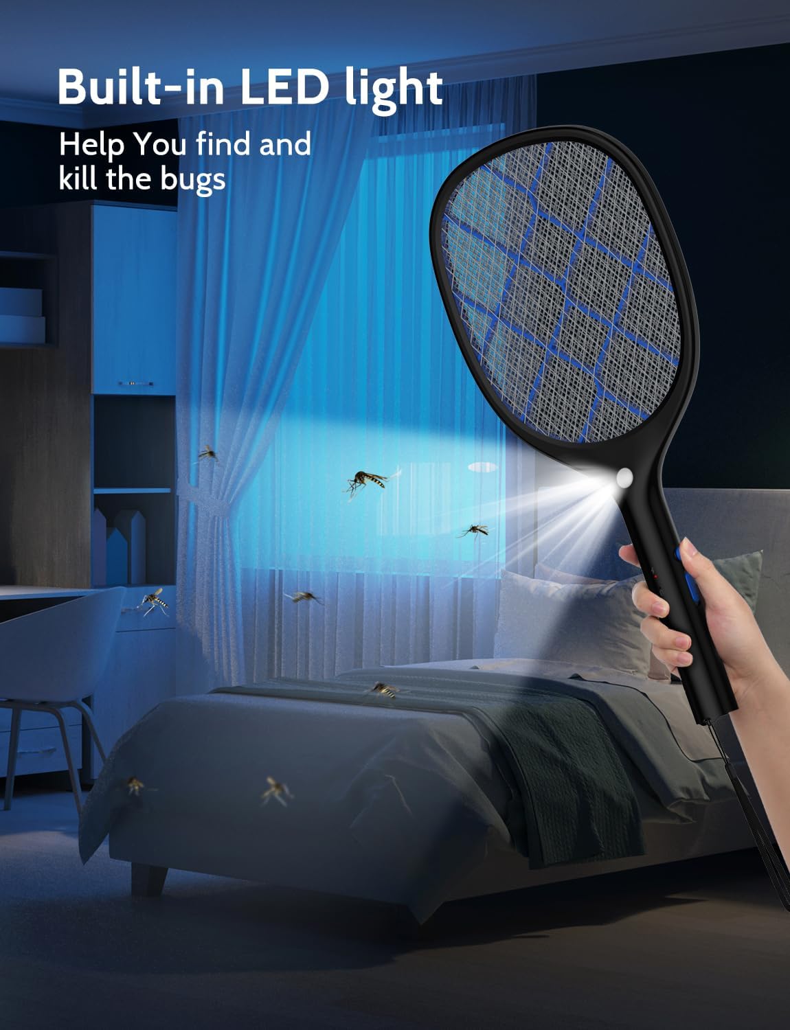 Thumbnail 3 de YISSVIC Electric Fly Swatter 4000V Rechargeable Bug Zapper Racket (2 Pack) with Type-C Cable
