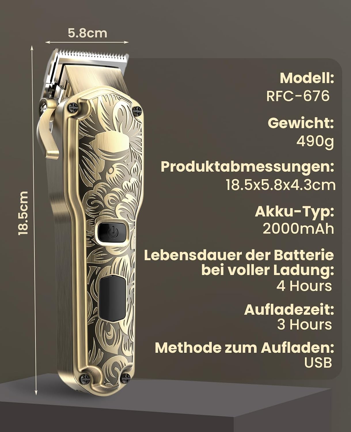 Thumbnail 6 de Haarschneidemaschine für Herren (kabellos, IPX7) mit LED-Anzeige – Profi Bart- und Haarschneider