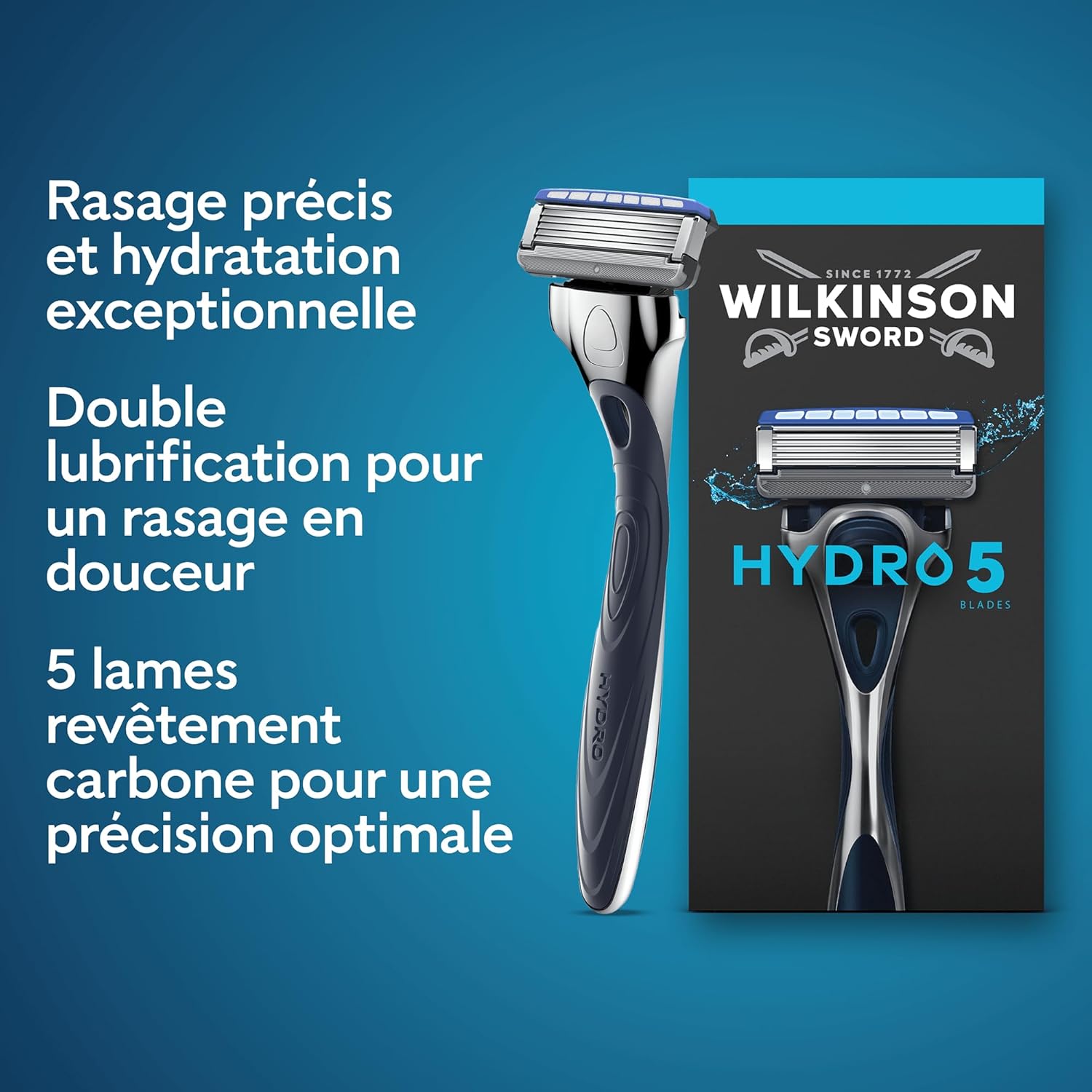 Detalle de Hydro 5 de Wilkinson Sword — pack de 16 recharges avec hydratation et revêtement carbone