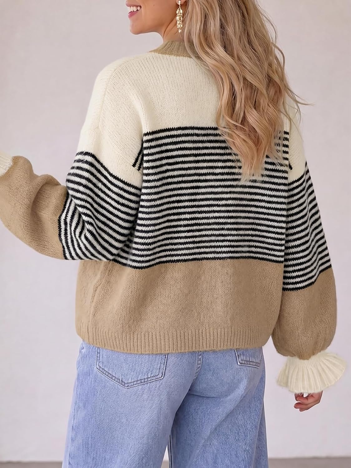Detalle 2 de Saodimallsu Women's Striped Cardigan