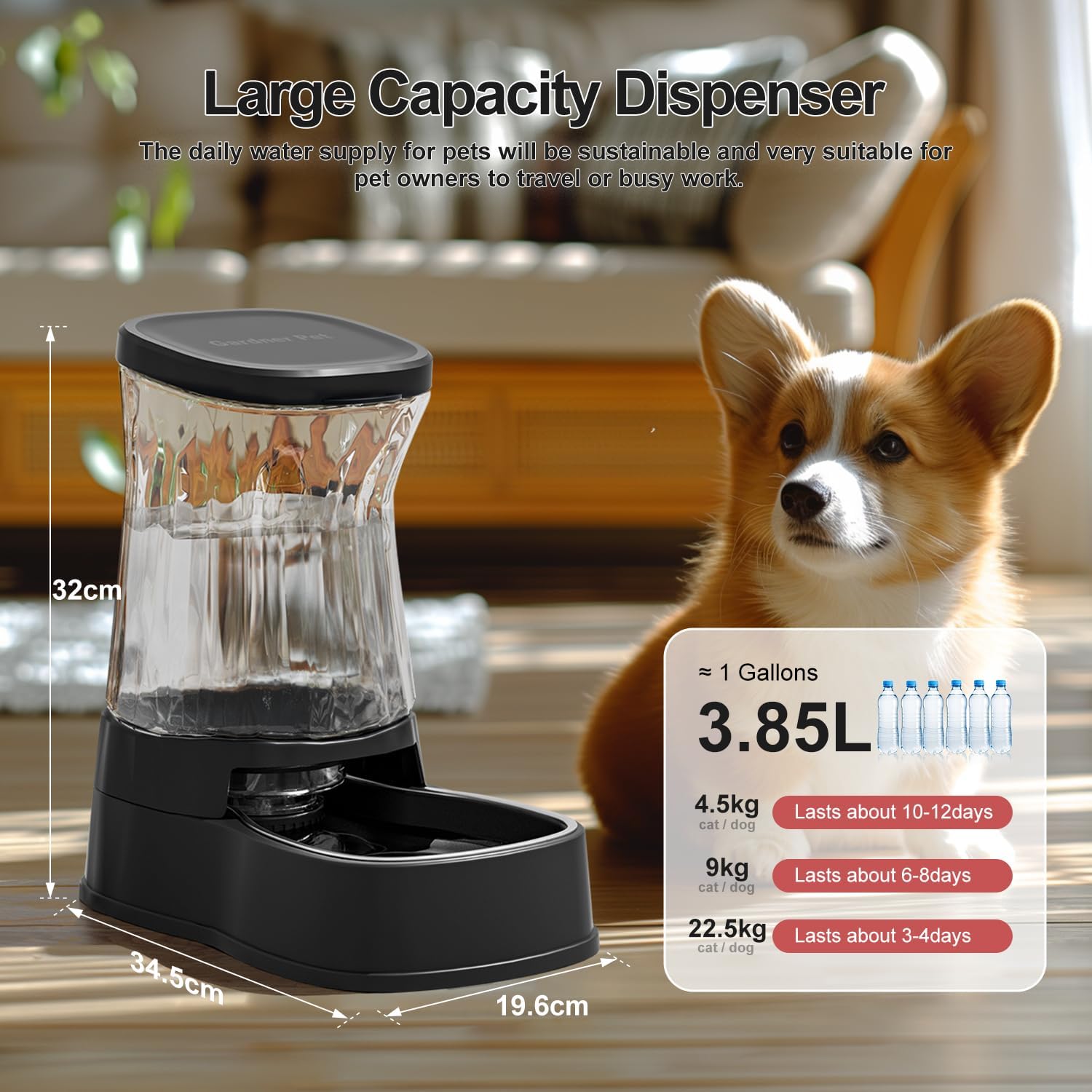 Detalle 2 de Gardner Pet 3.85L Gravity Water Dispenser