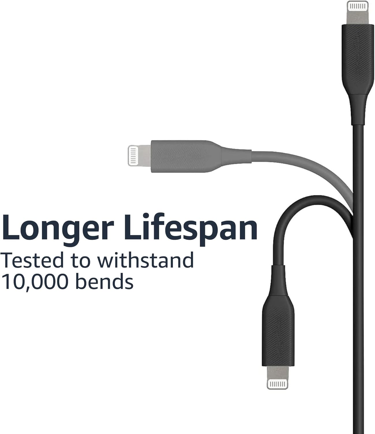 Thumbnail 2 de Amazon Basics 2-Pack USB-A to Lightning Charger Cable (MFi certified), 0.9 m, Black