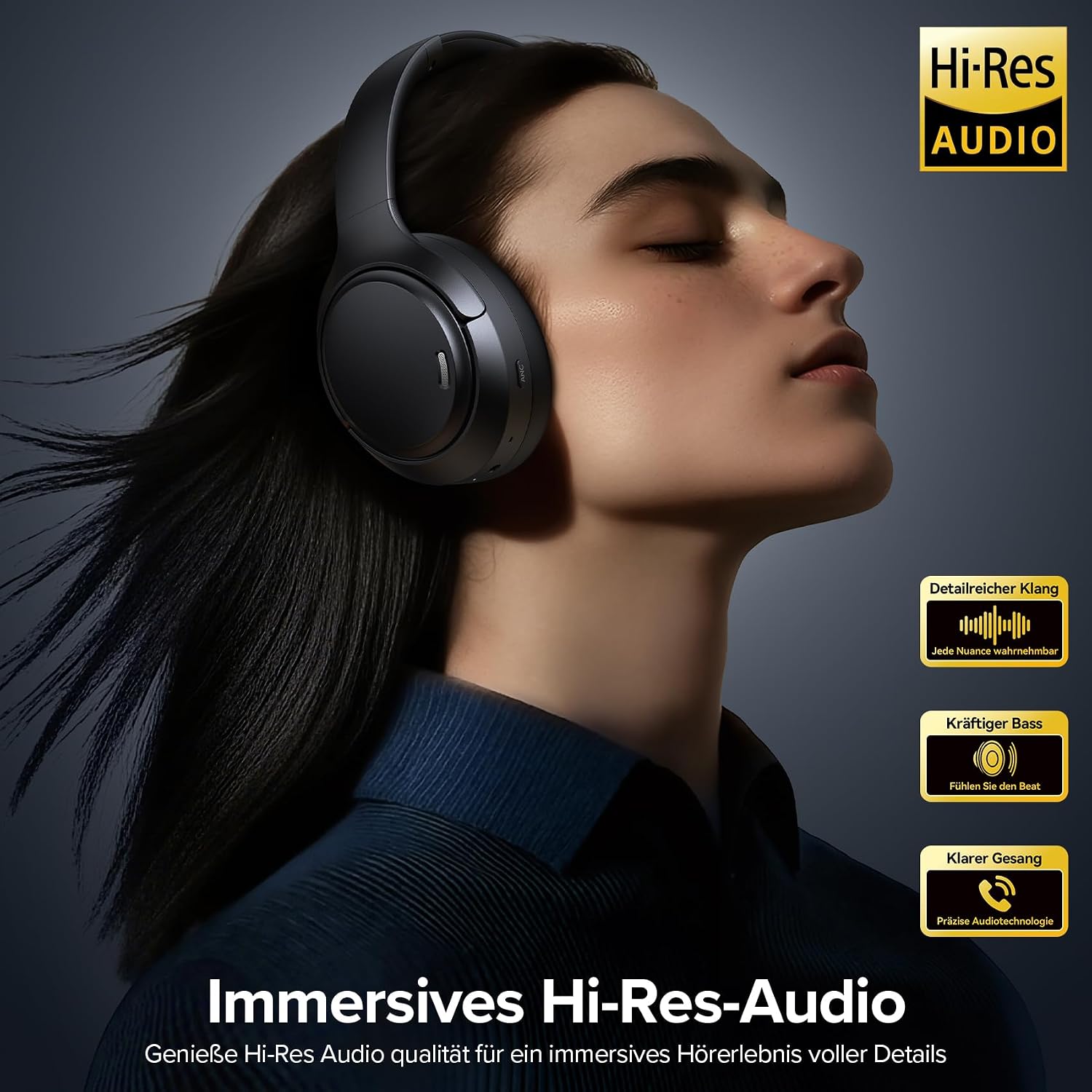 Detalle de ECLVOX Bluetooth Over-Ear Kopfhörer mit 6 ENC Mikrofonen & Hybrid ANC