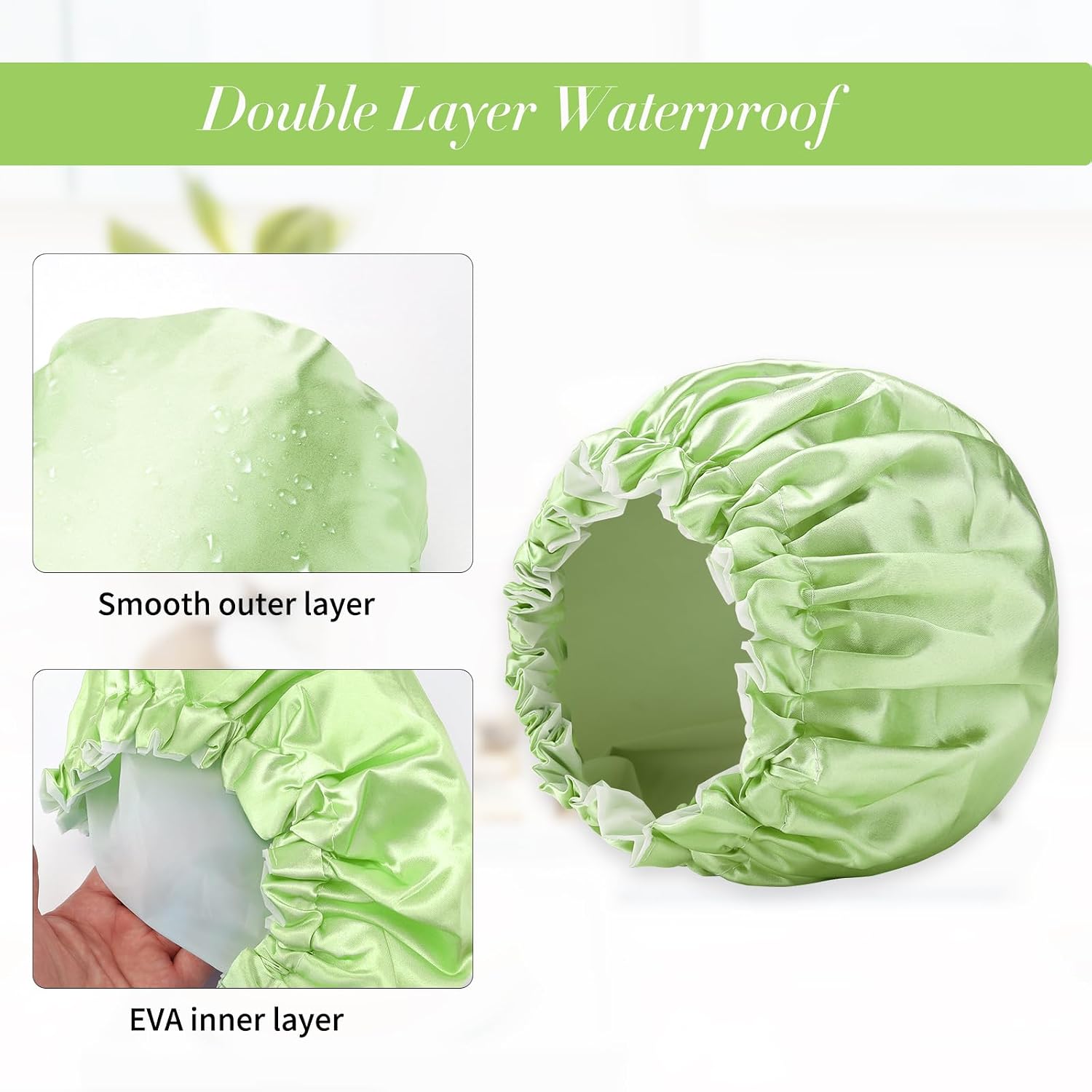 Detalle de G2PLUS Duschhaube wasserdicht, 2 Stück, 32 cm, doppellagig aus Polyester und EVA