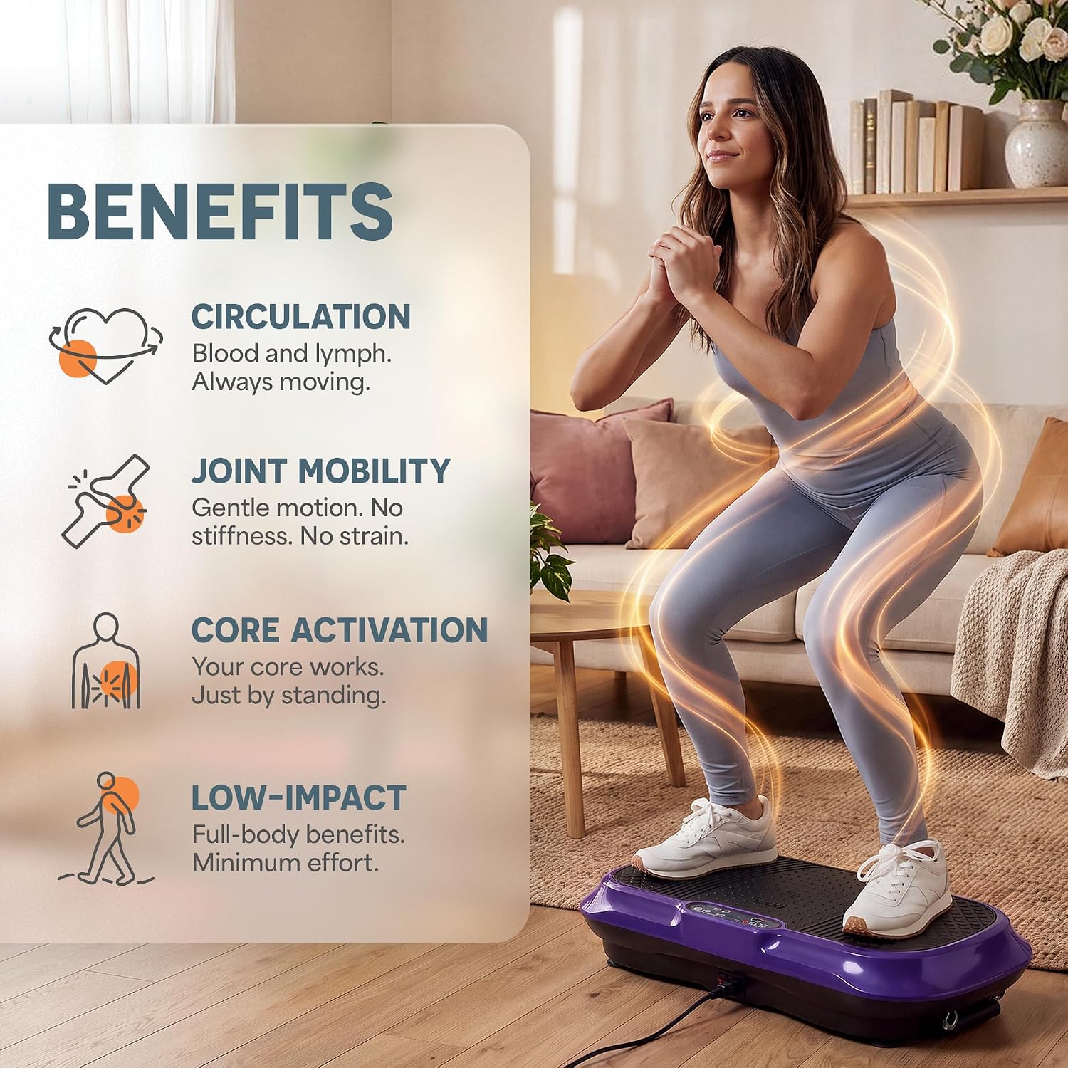 Detalle de Lifepro LP-WVR-PRPL Waver Vibration Plate, Dual-Action Motion, 10 Modes
