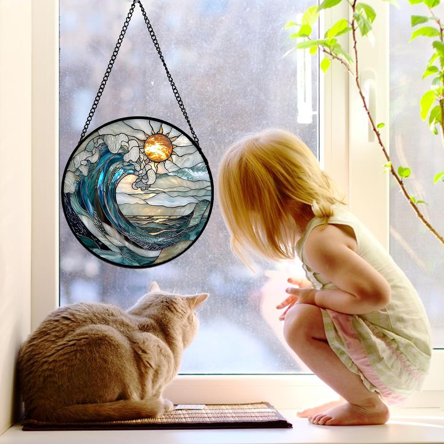 Detalle de Stained Glass Suncatcher, 7.8-inch