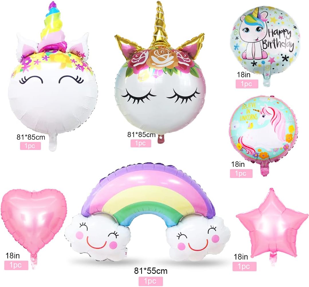 Thumbnail 2 de Aurasky Luftballon Einhorn 5 – 3D Folienballon-Set XXL mit Regenbogen, Stern, Herz & Einhorn-Dekoteilen