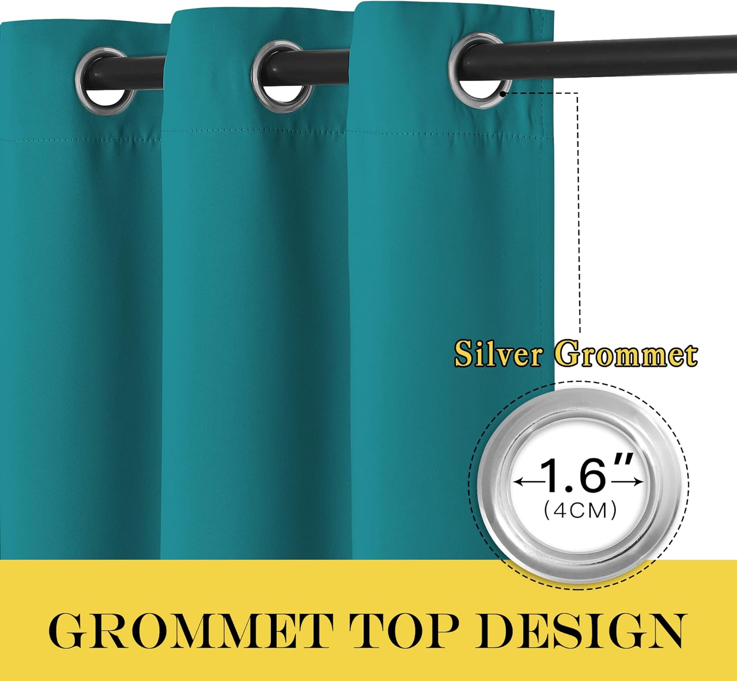 Detalle de NICETOWN Peacock Teal Blackout Curtains 84" 🪟