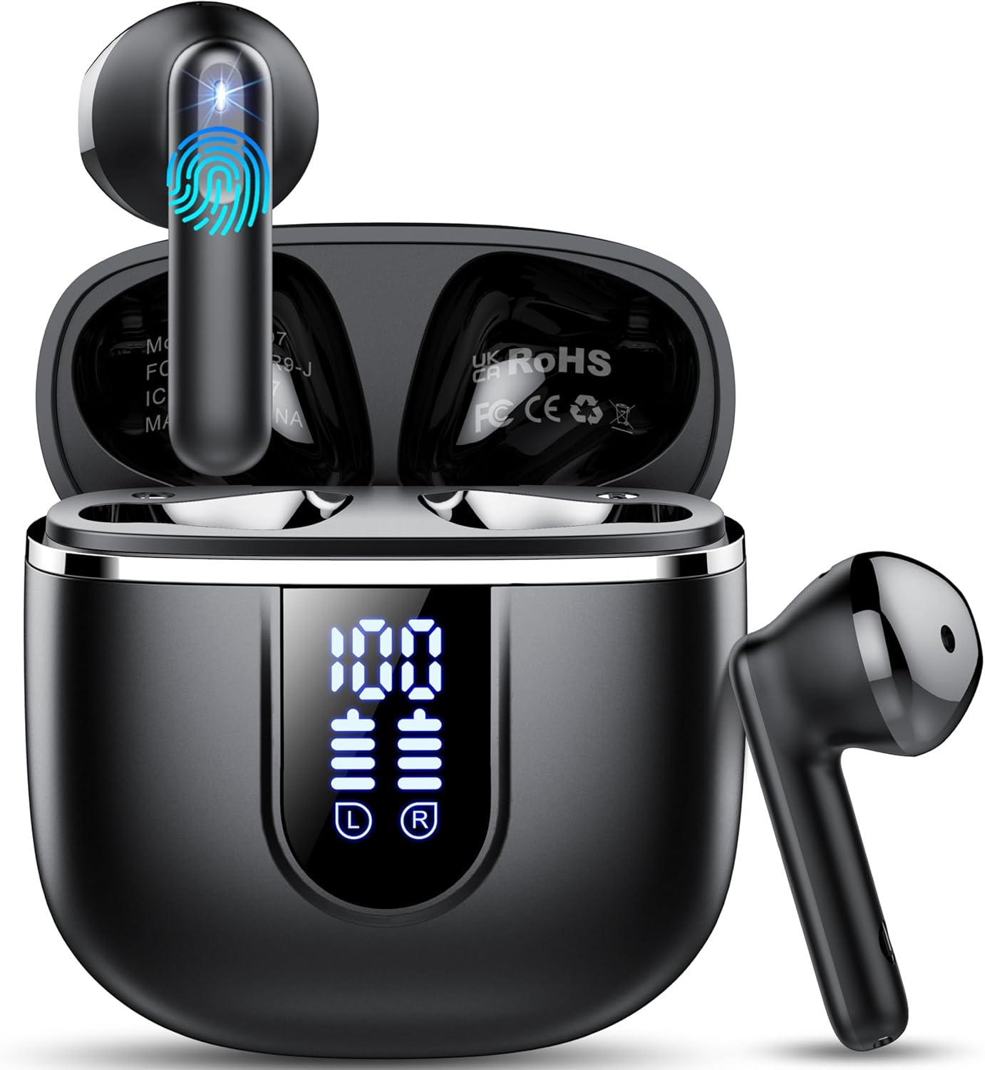 Detalle de Écouteurs Bluetooth sans fil Bluetooth 5.4 avec réduction de bruit ENC, 4 micros et autonomie jusqu’à 40 h (USB‑C, IP7)