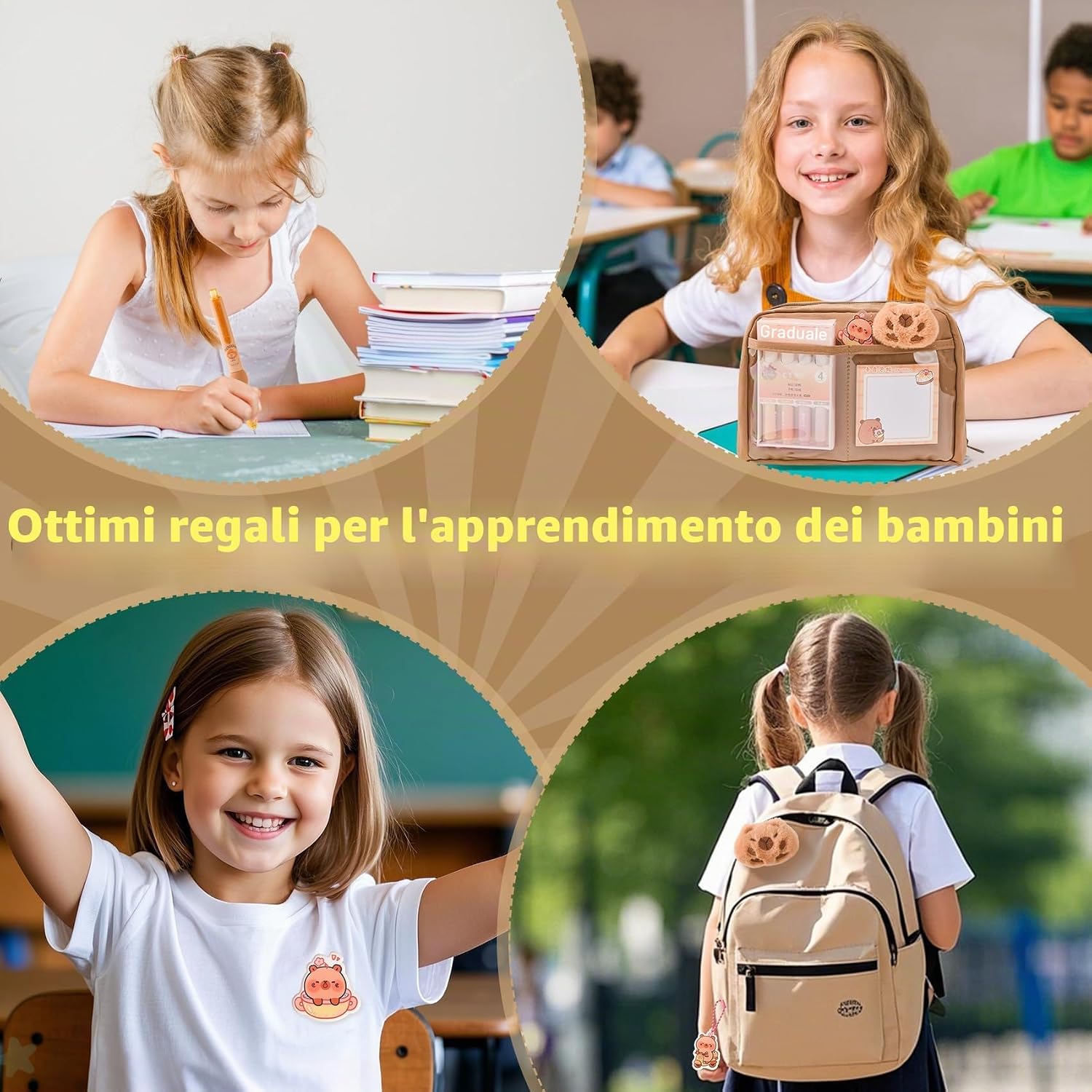 Thumbnail 6 de LTFIOON Capybara kit scuola Capibara con astuccio multistrato e accessori (penne, clip, righelli)