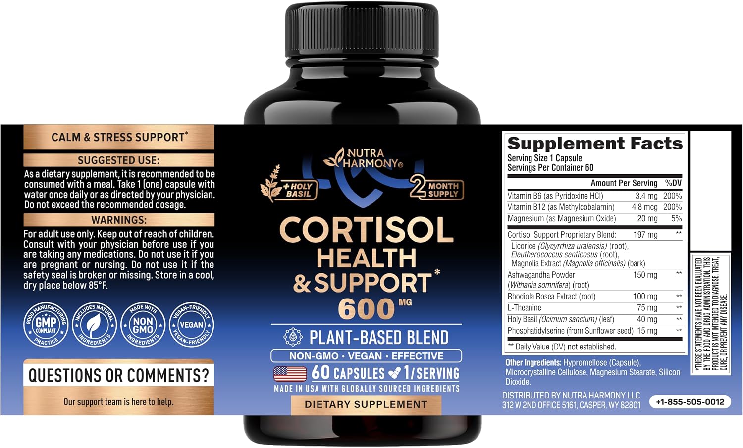 Detalle de Nutraharmony Cortisol Supplement, 60 Count