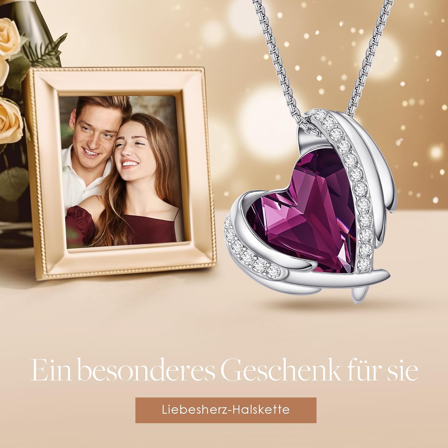 Thumbnail 4 de CDE Kette Damen Rosegold Herz Halskette
