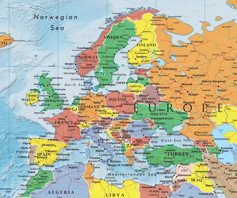 Thumbnail 2 de Swiftmaps ワールドプレミア 壁掛け世界地図ポスター 高さ24×幅36インチ