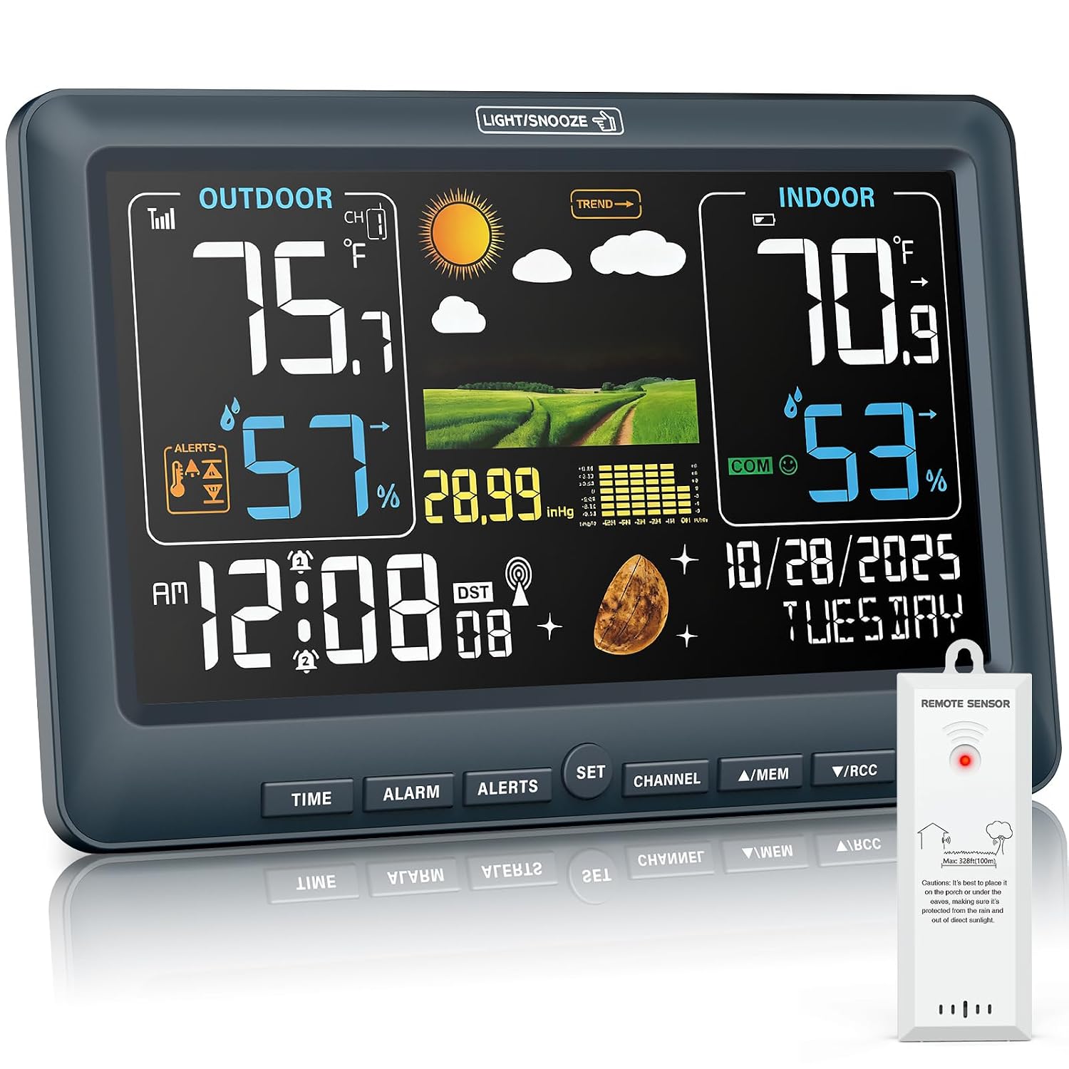 Detalle de BluSon BJ8284 Weather Station with Color Display, Wireless Sensor and Atomic Clock