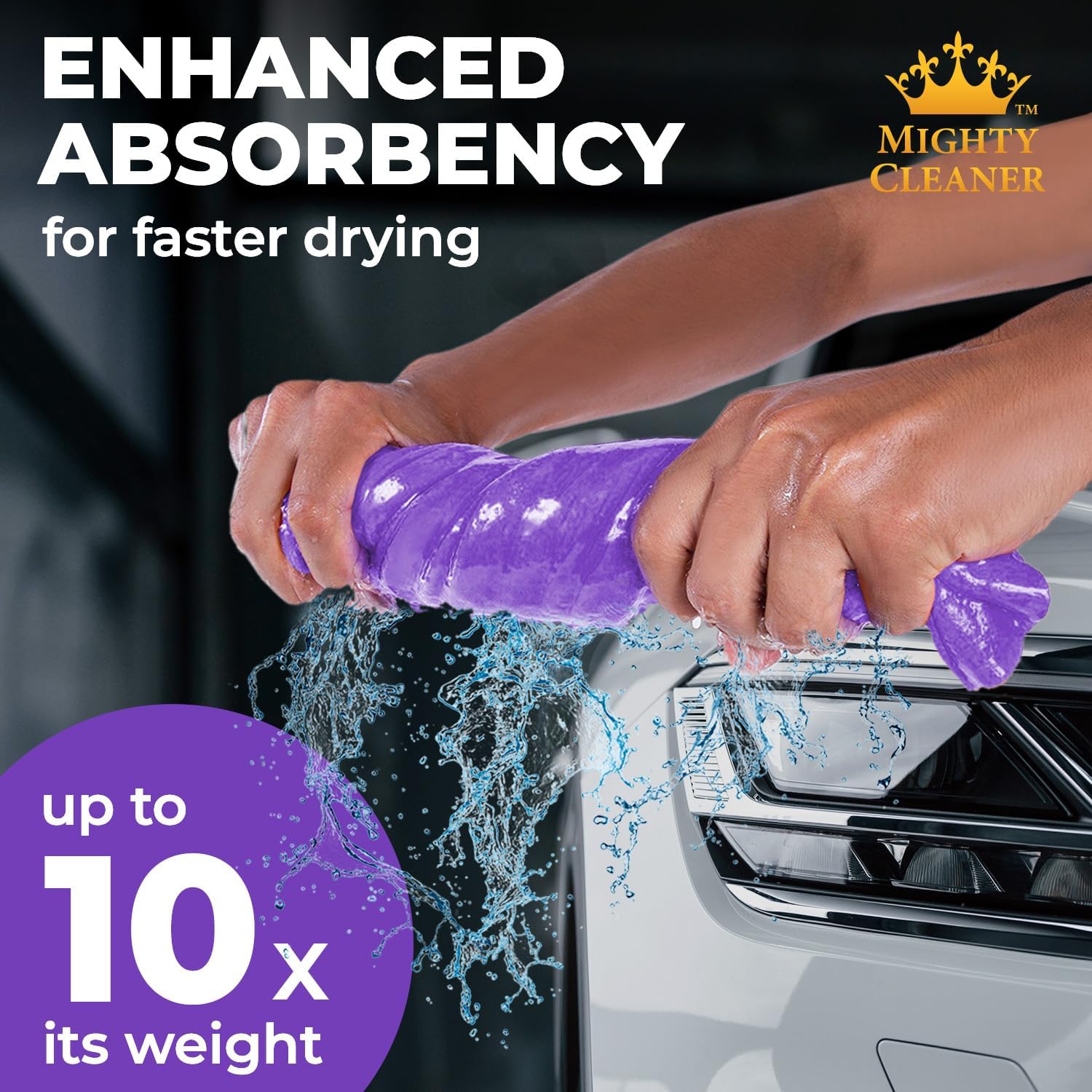 Detalle 2 de Mighty Cleaner Premium 2pk + 1 Free Shammy Cloth for Car Drying (26 x 17 in)