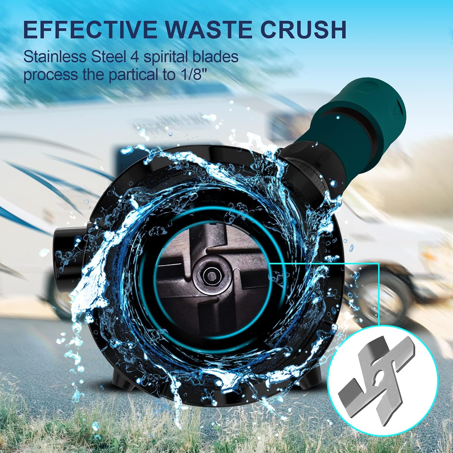 Thumbnail 3 de RV Macerator Pump 12V 12GPM Self-Priming Waste Water Pump (Quick Release, 10FT Tubing)