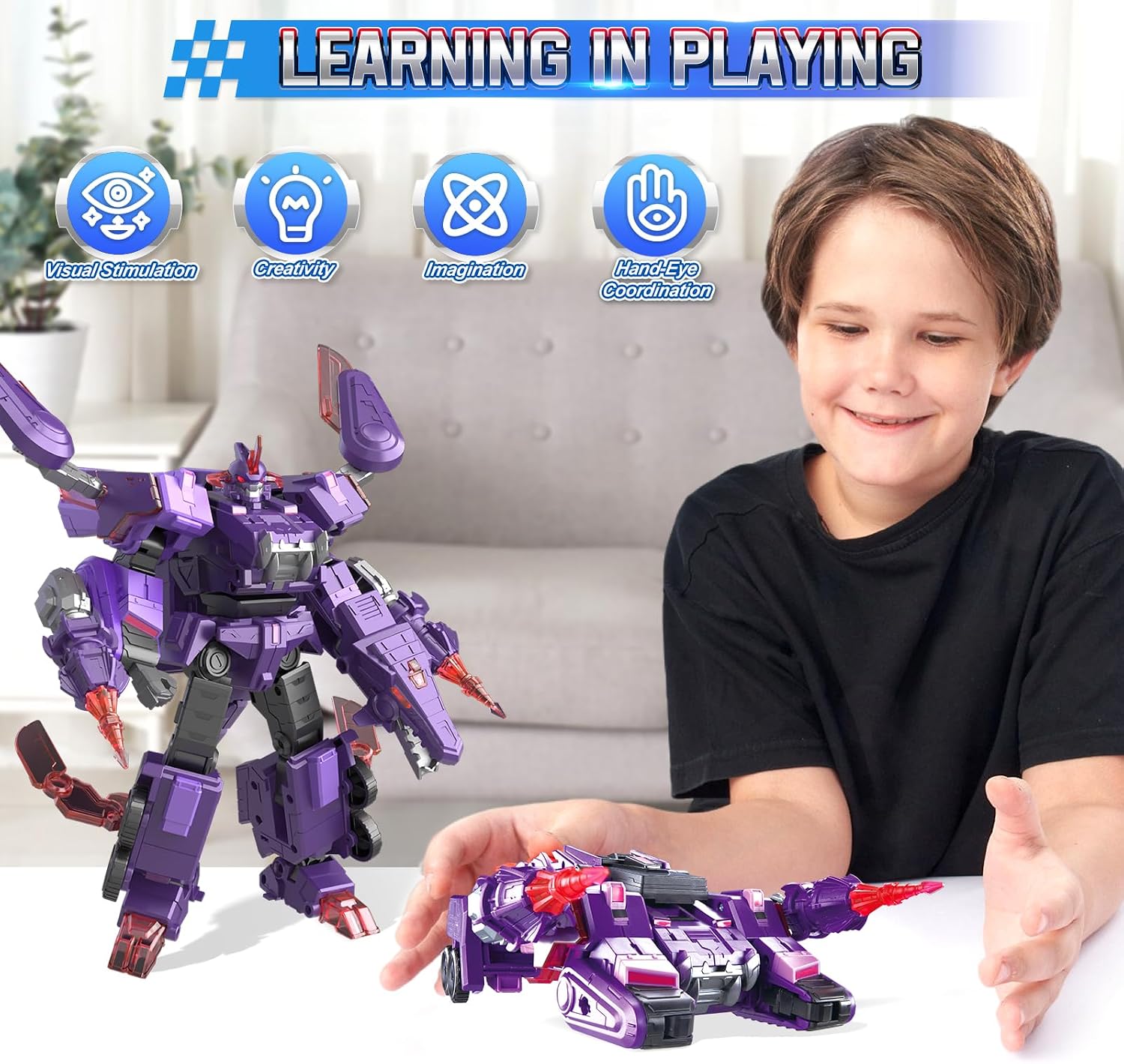 Thumbnail 3 de Quantum Heroes Dinoster Mosa Storm EU580816 3-in-1 Transforming Robot, Purple