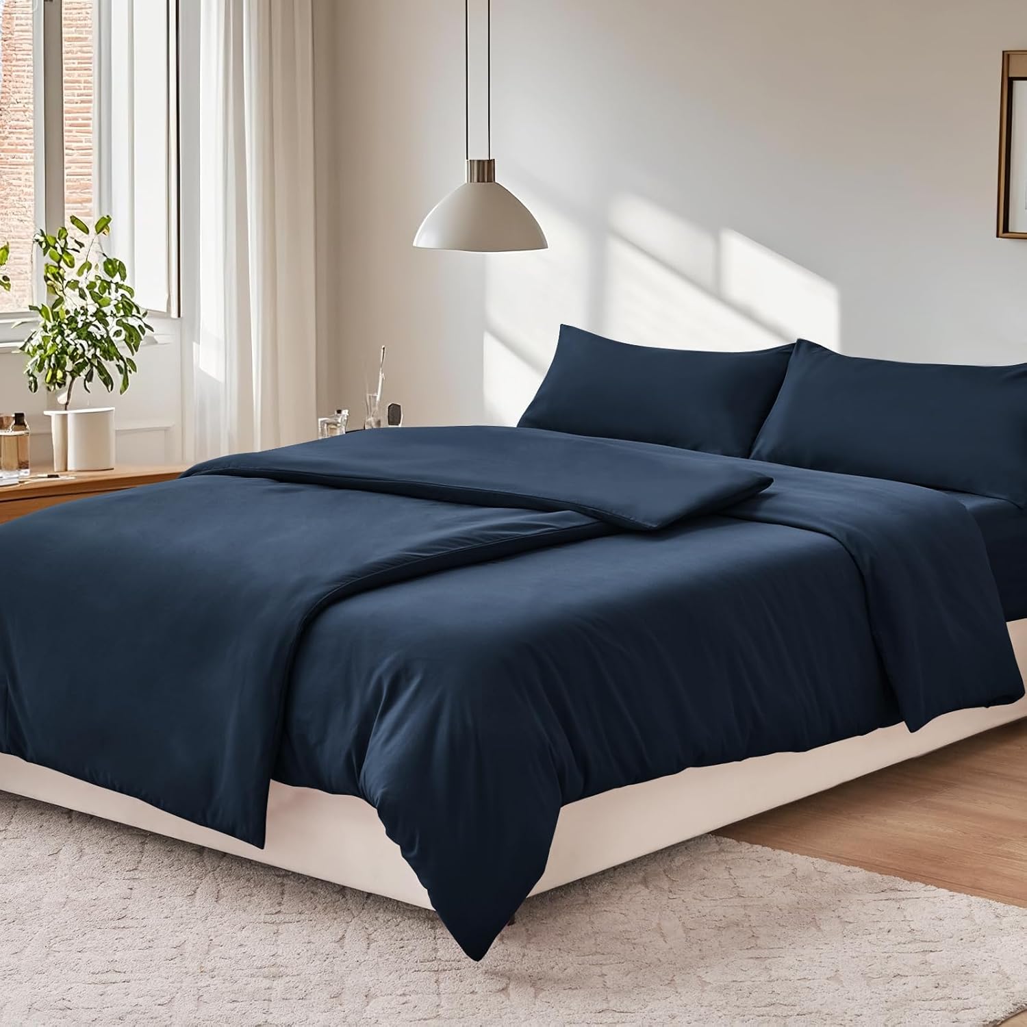 Thumbnail 2 de RUIKASI Bettwäsche 135x200 4-teilig Blau (Marine) aus Mikrofaser mit Reißverschluss