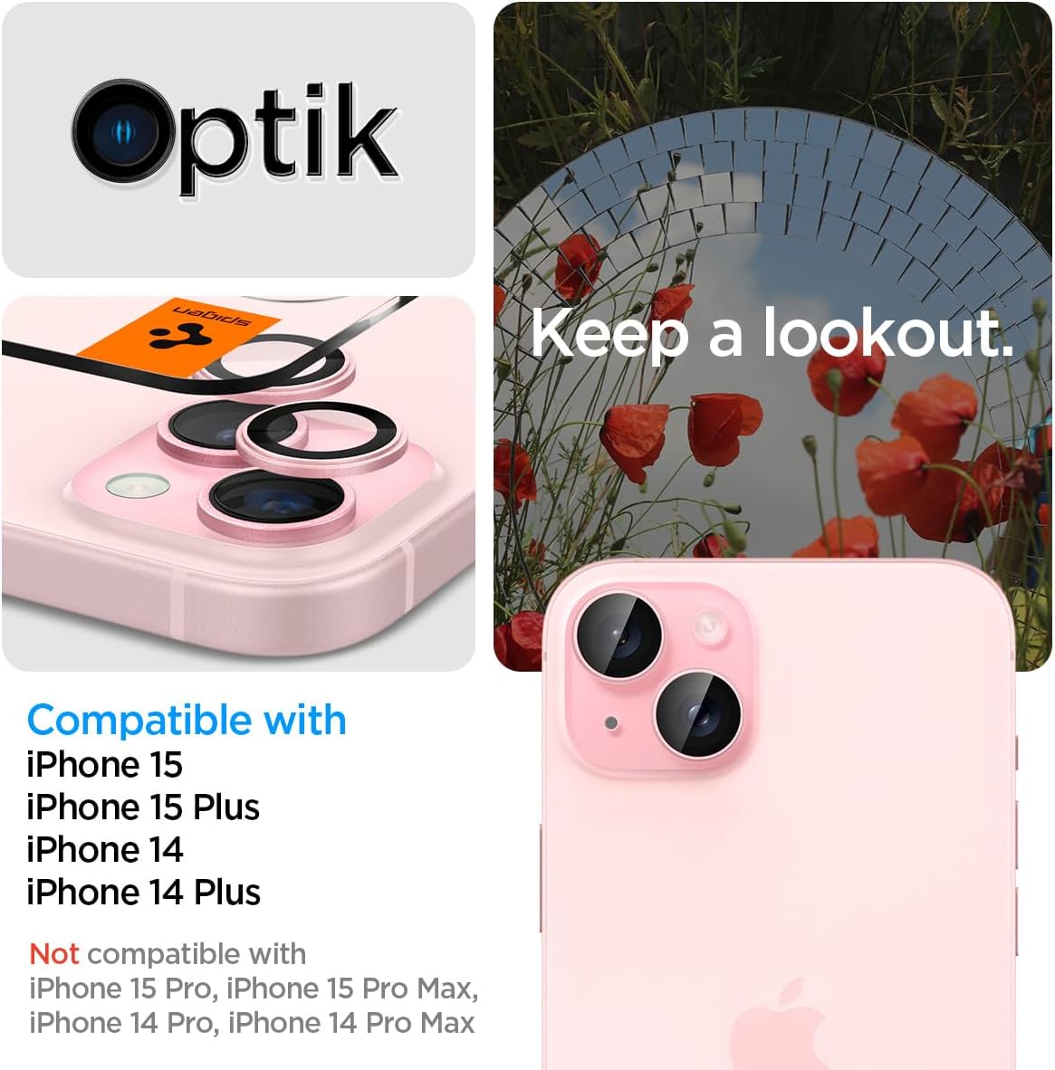 Thumbnail 1 de Spigen Glas.tR EZ Fit Optik Pro Protection Caméra pour iPhone 15/15 Plus et 14/14 Plus (2 pièces) – Film verre trempé 9H