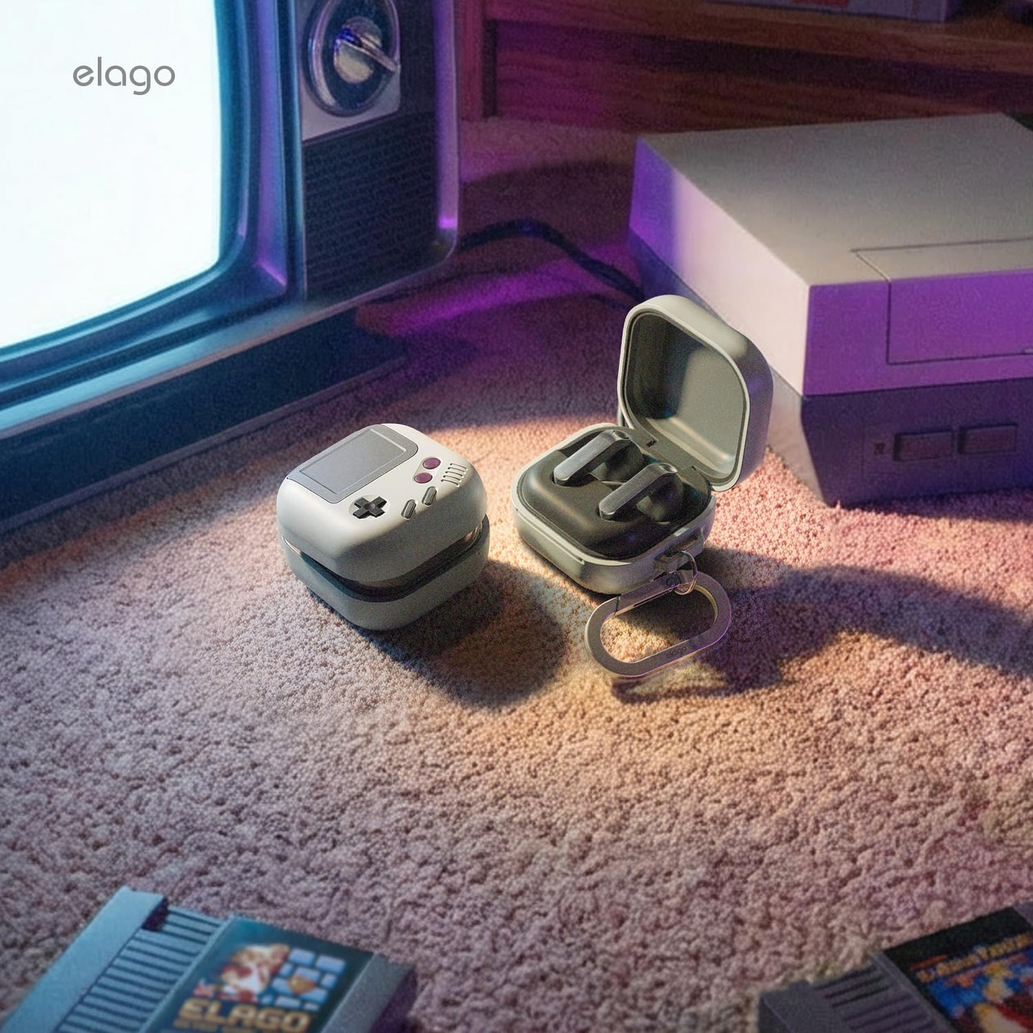 Thumbnail 6 de Coque elago AW5 compatible Samsung Galaxy Buds 4 Pro & Buds 4 – étui gris avec mousqueton