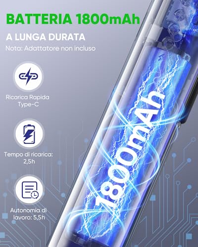 Detalle de VIWAVE Scacciamosche elettrico extra forte da 4000 V 2-in-1 con luce UV, batteria 1800 mAh e supporto – nero