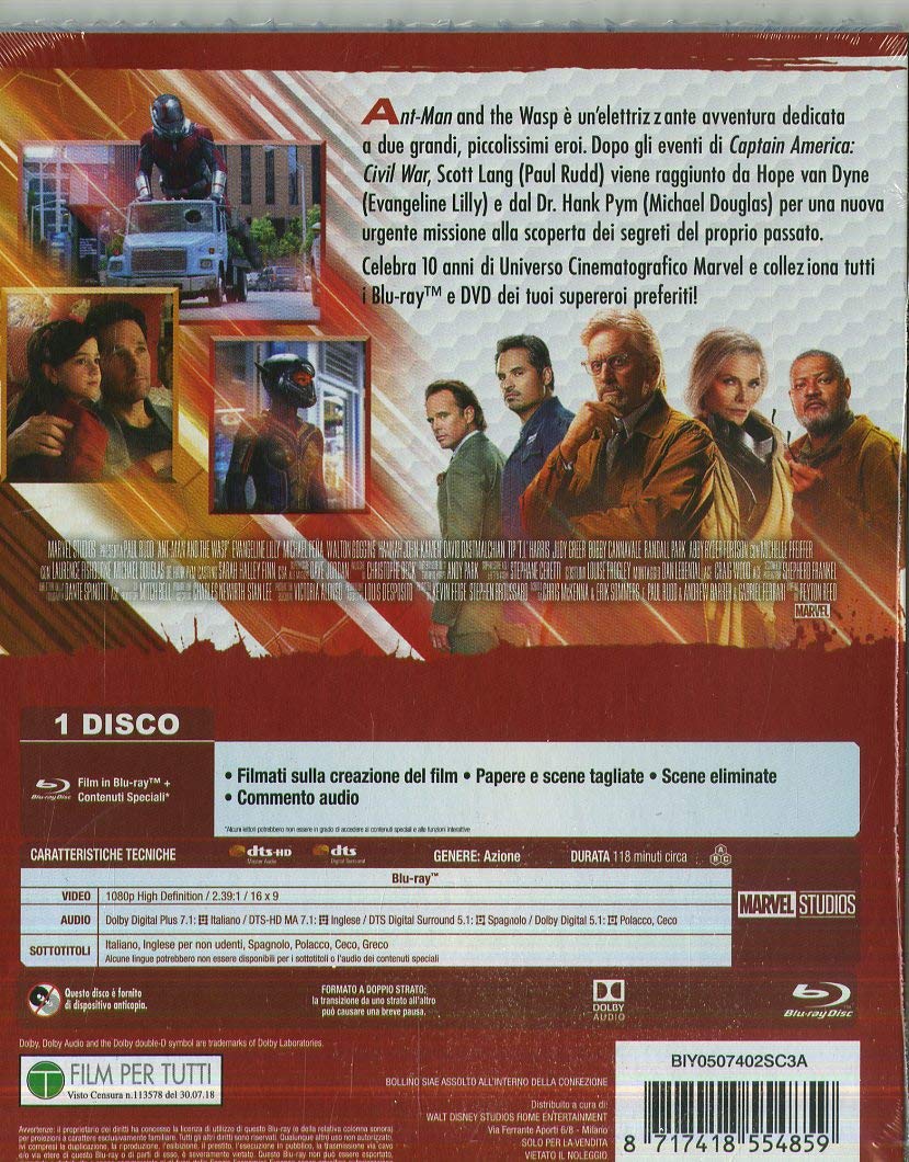 Thumbnail 1 de Ant-Man & The Wasp 10° anniversario Marvel Studios in Blu-ray con lingua italiana