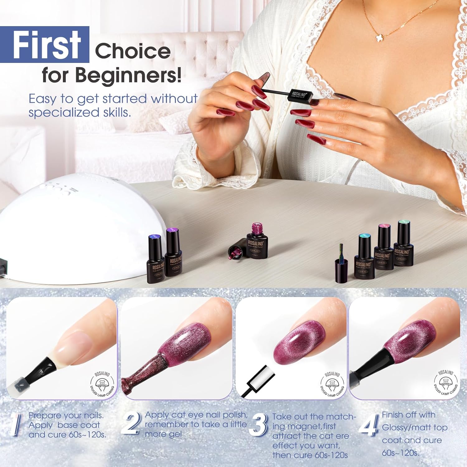 Detalle de ROSALIND Cat Eye Gel Polish 12-Shade Set