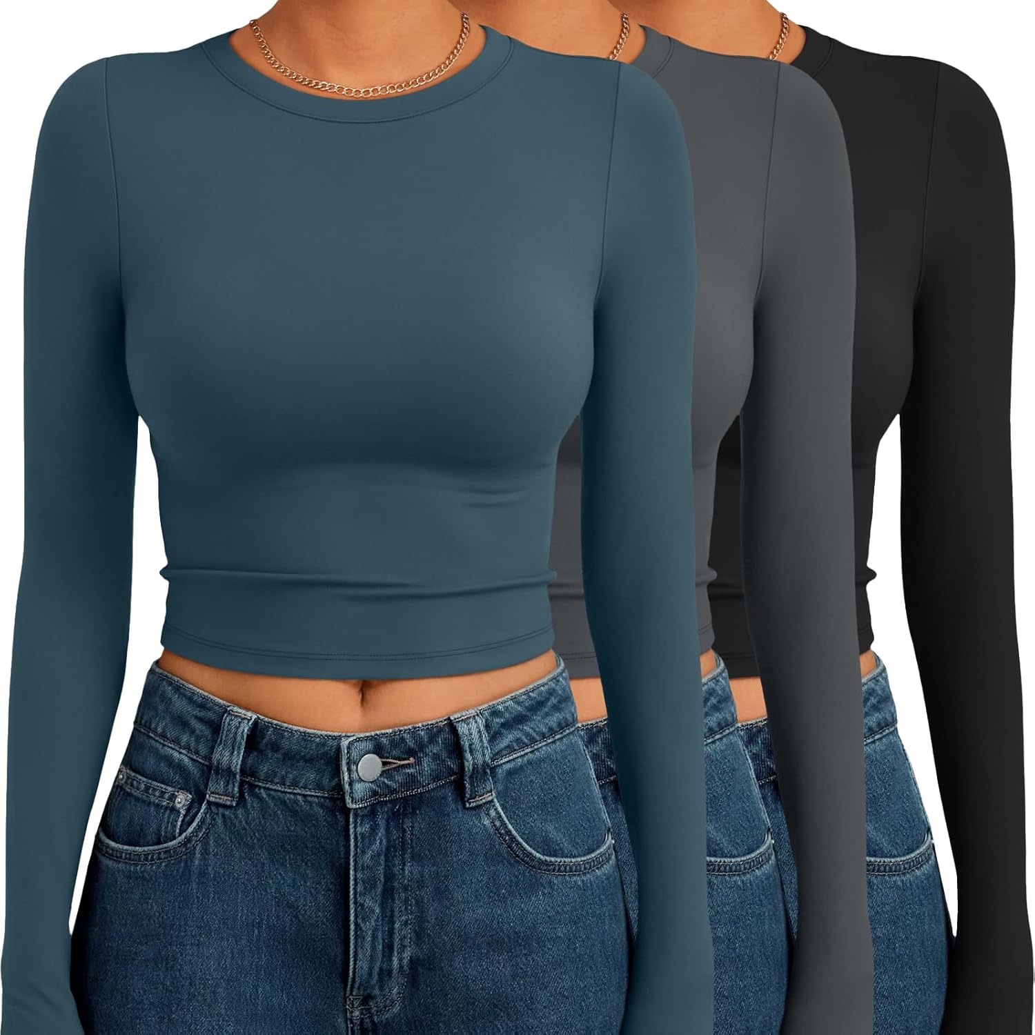 Thumbnail 6 de AUTOMET 3-Pack Long Sleeve Crop Tops 2026