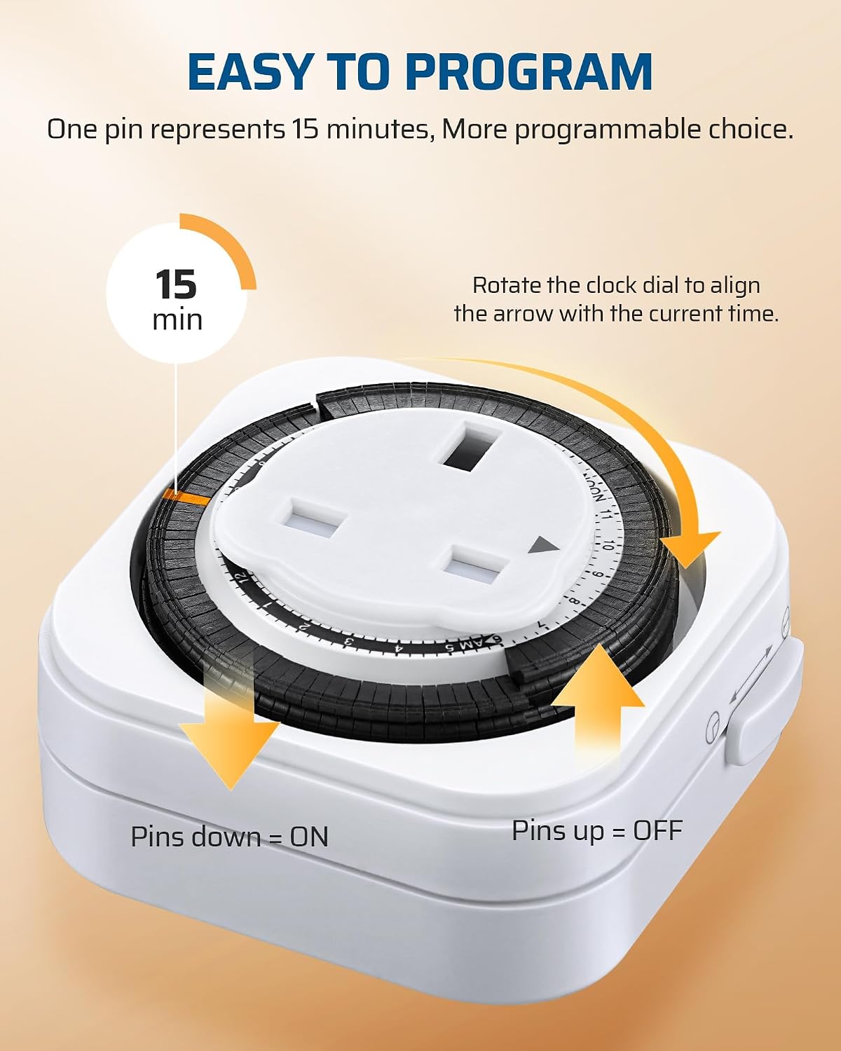 Detalle 2 de DEWENWILS Mechanical Indoor Timer Socket 24‑hour ⏱