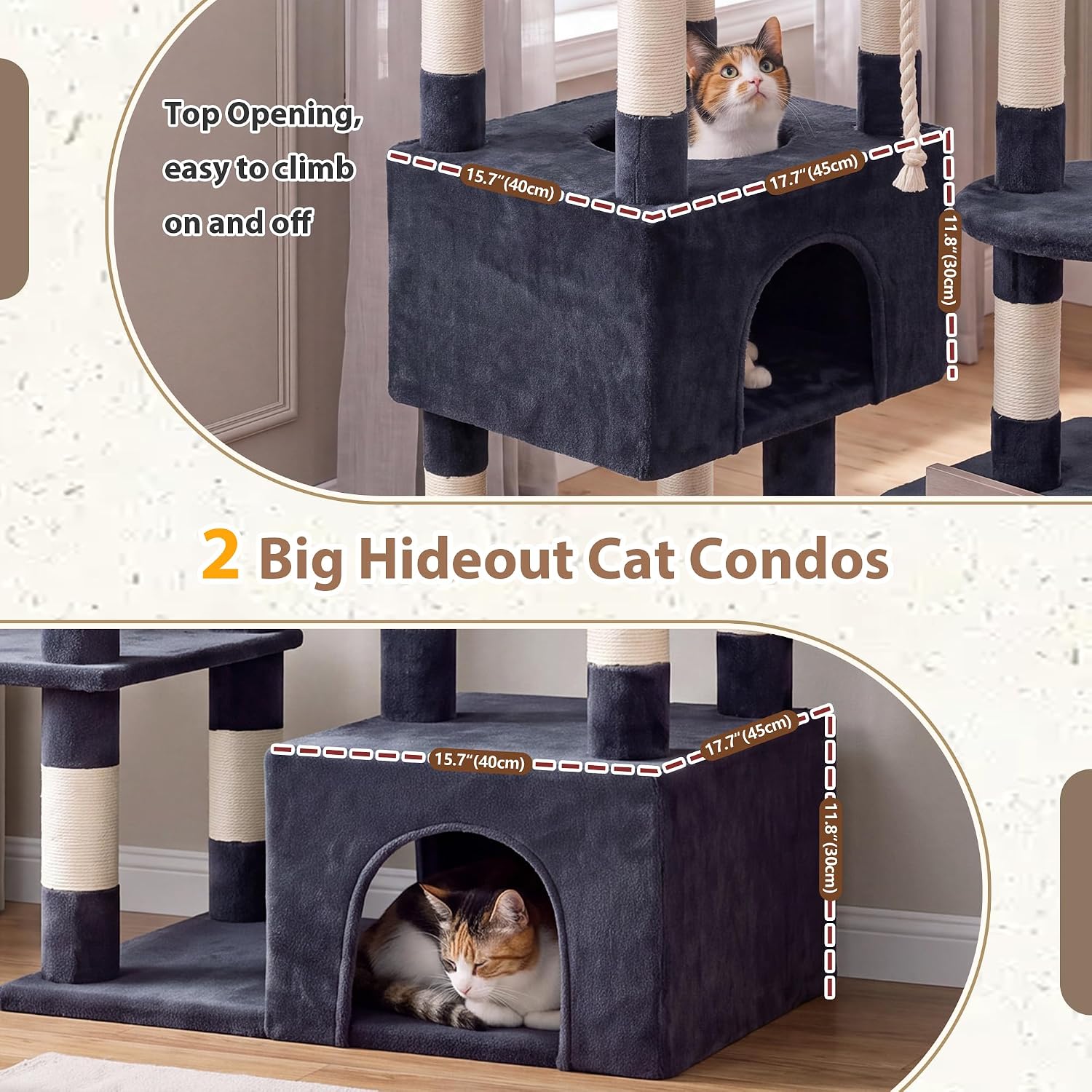 Detalle 2 de Gitelsnour GCT033G Maine Coon Cat Tree with 2 Condos and 15 Sisal Posts