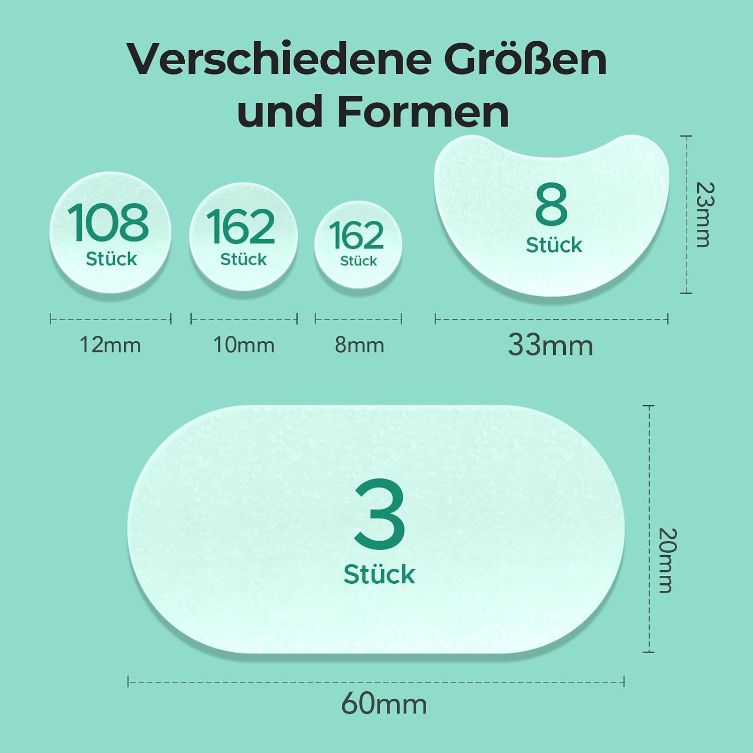 Detalle de TKTK 443 Pickel-Patches Gesicht – Hydrokolloid Großpackung, 5 Größen für Wangen, Stirn, Kinn